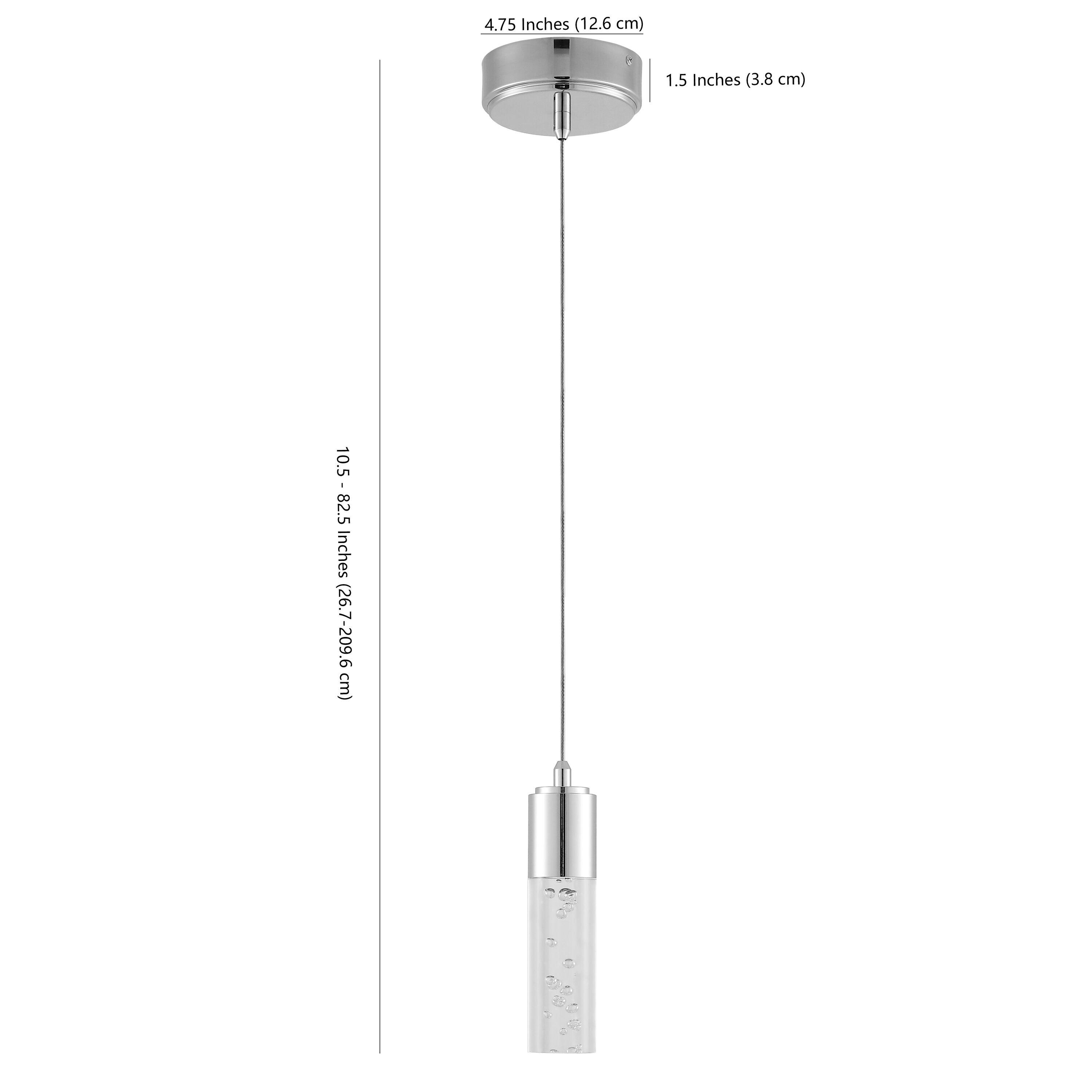 Bolha 4.75" 1-Light Bubble Acrylic/Iron Modern Minimalist Integrated LED Pendant, Chrome