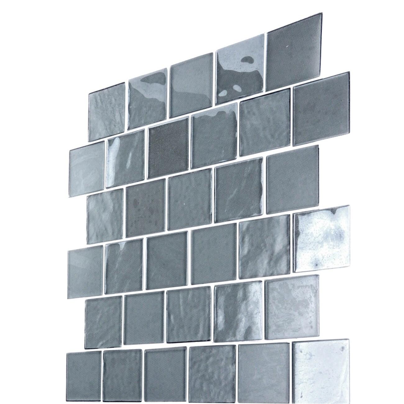 Landscape 2 in. x 2 in. Translucent Glass Plastic Face Mounted Brick Mosaic Designer Pool Tile