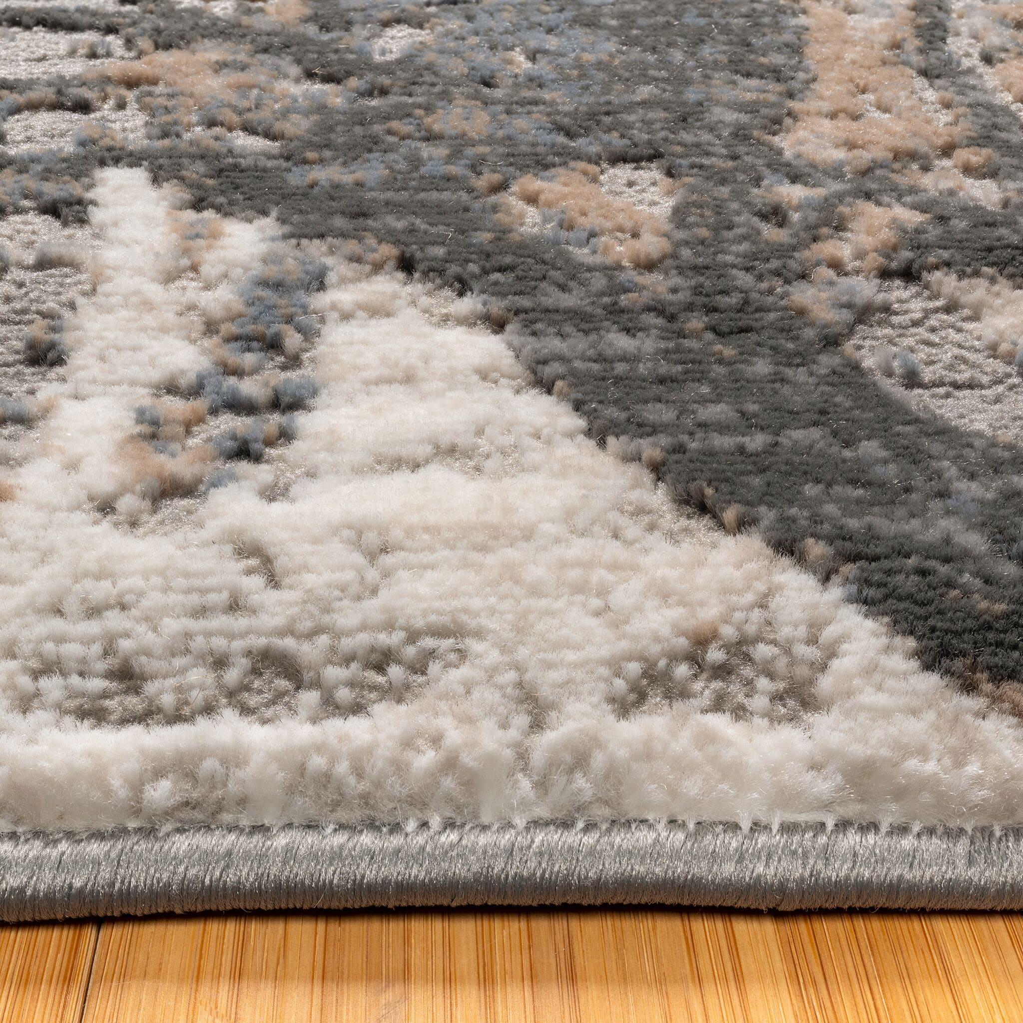Gertmenian Quattro Scalia Modern Abstract Gray Polyester Polypropylene Indoor Area Rug, 5'3"x7'