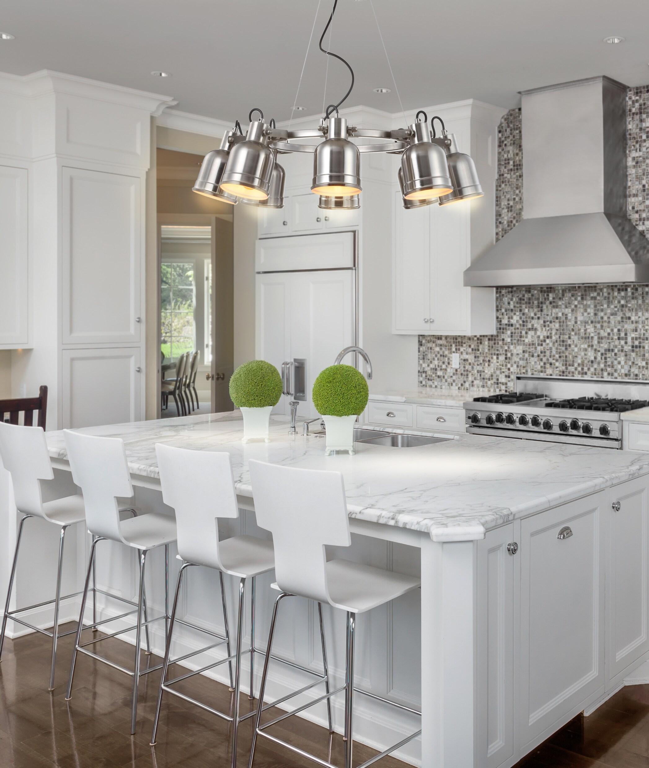 JONATHAN Y JYL6115A Liam 26.5" 8-Light Metal LED Chandelier Chandelier, Contemporary, Transitional for living room, dinning room, bedroom, office Bulb Included, Nickel