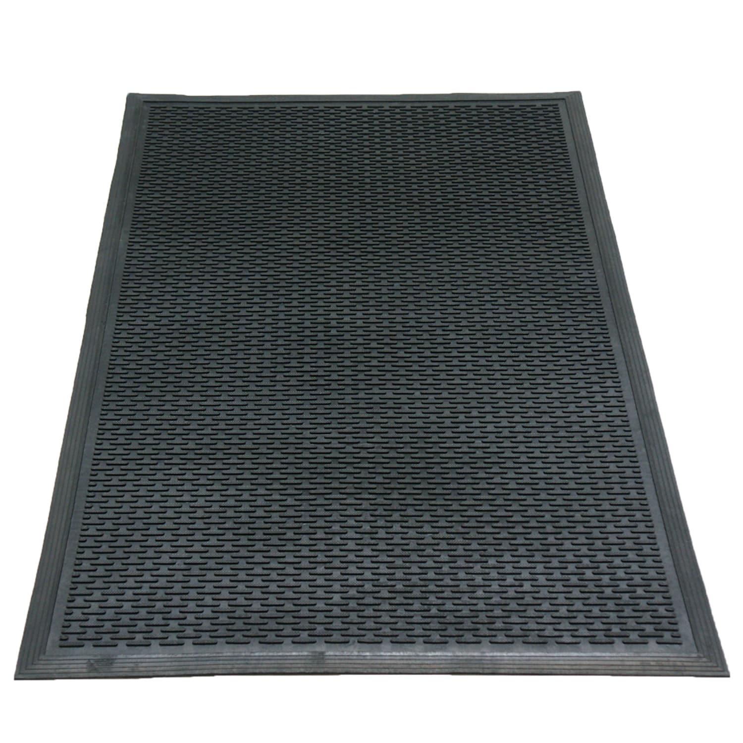 Rubber-Cal "Dura-Scraper Linear" Rubber Entrance Door Mat - Black