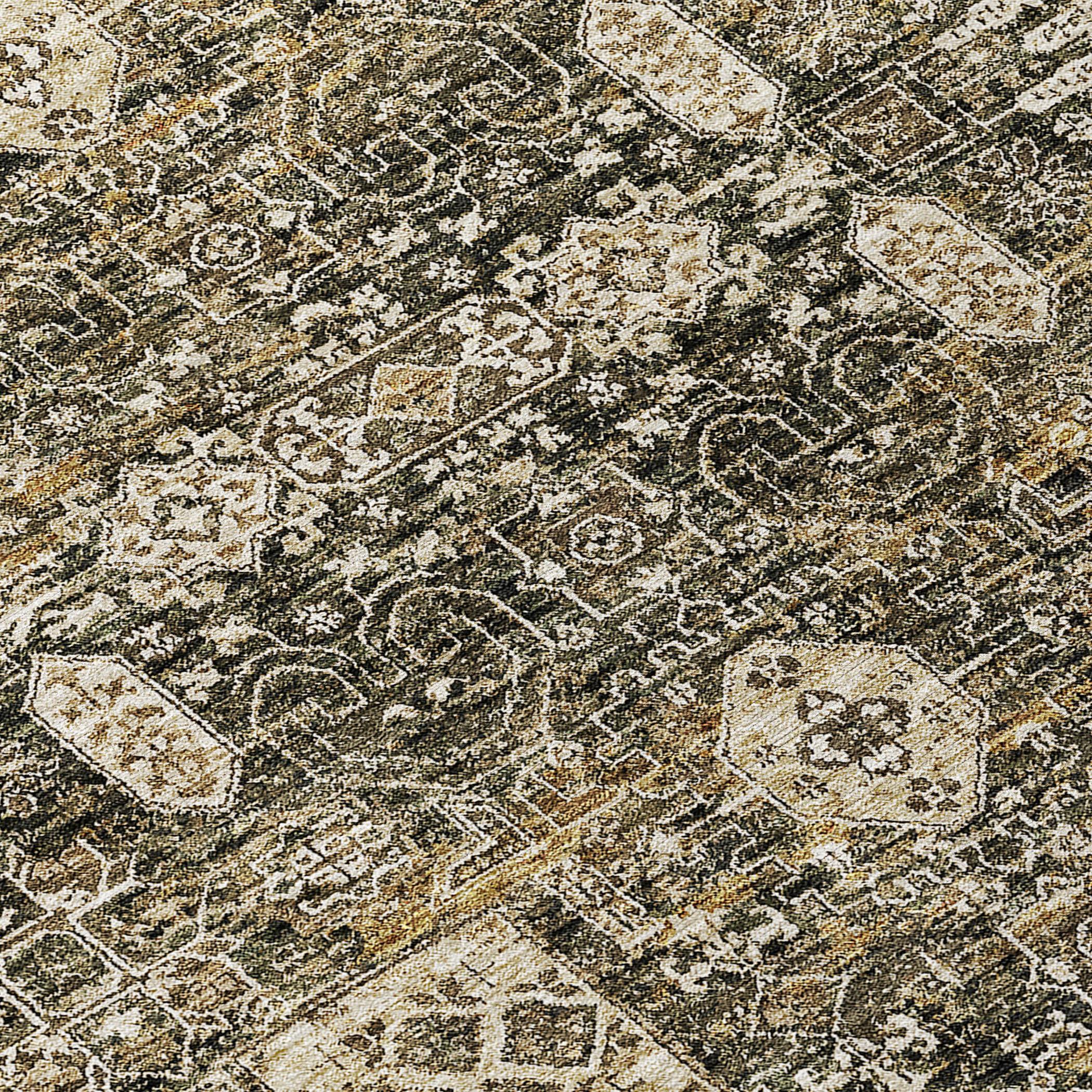 Coffee Flat Woven Synthetic Rectangular Washable Rug