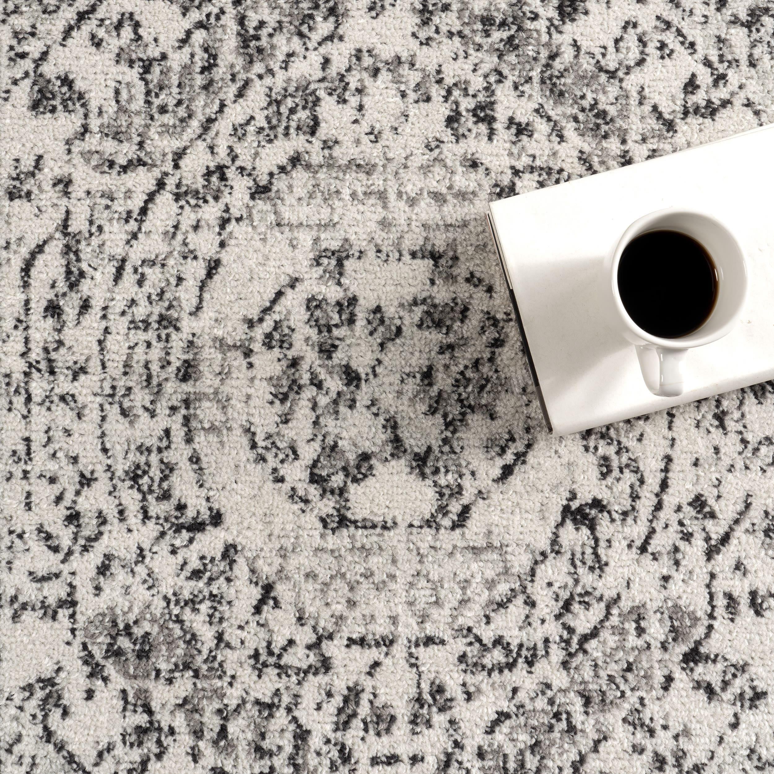 Reversible Gray Synthetic 8' x 10' Easy Care Area Rug