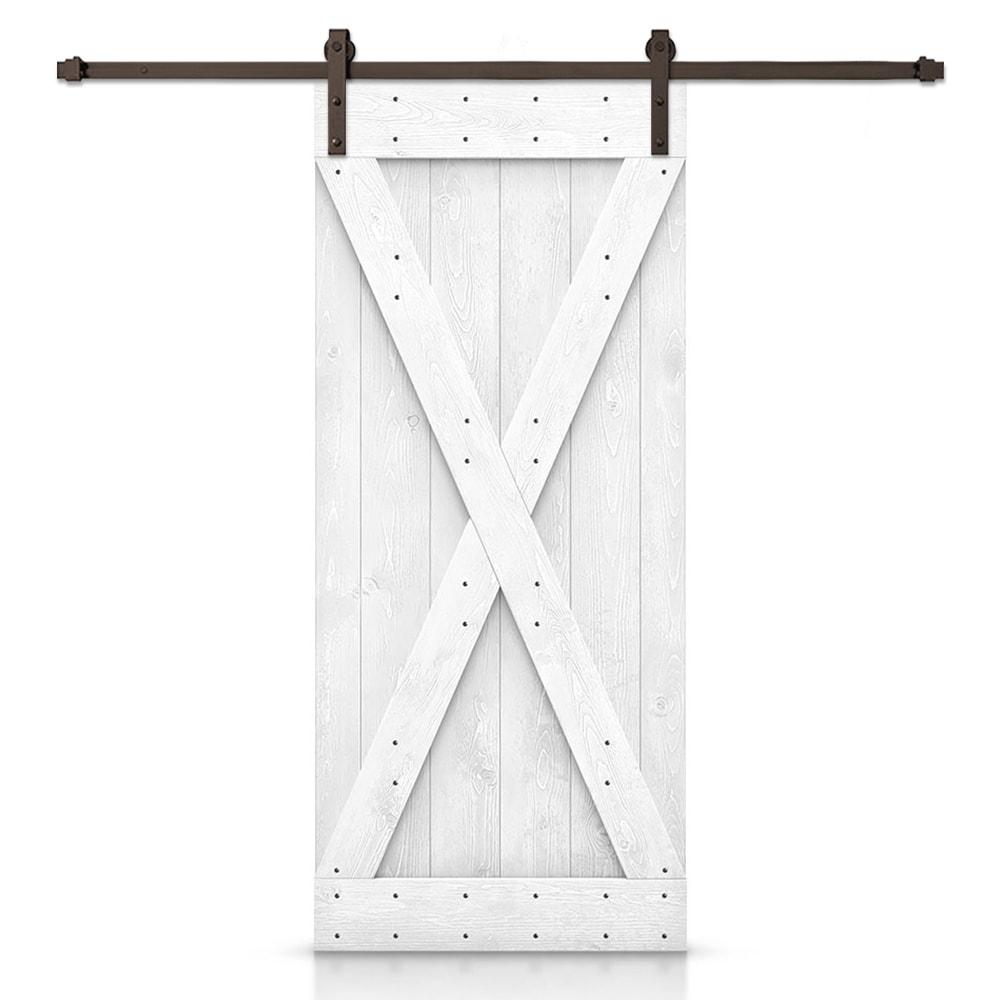 Calhome 36'' x 84'' Solid Wood Paneled Painted with Installation Hardware Kit Barn Door