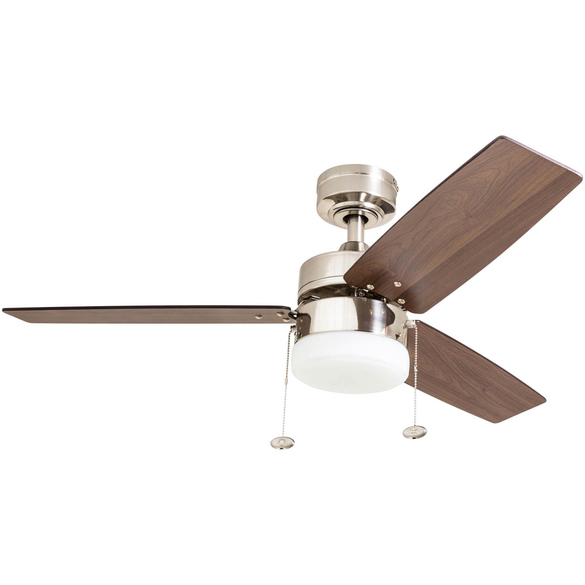 Prominence Home Reston 42-in Brushed Nickel with Burnt Oak/Chocolate Maple Blades Ceiling Fan With Light ( 3 -Blade )