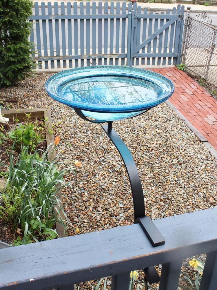 12 Inch Crackle Birdbath with Rail Mount Bracket