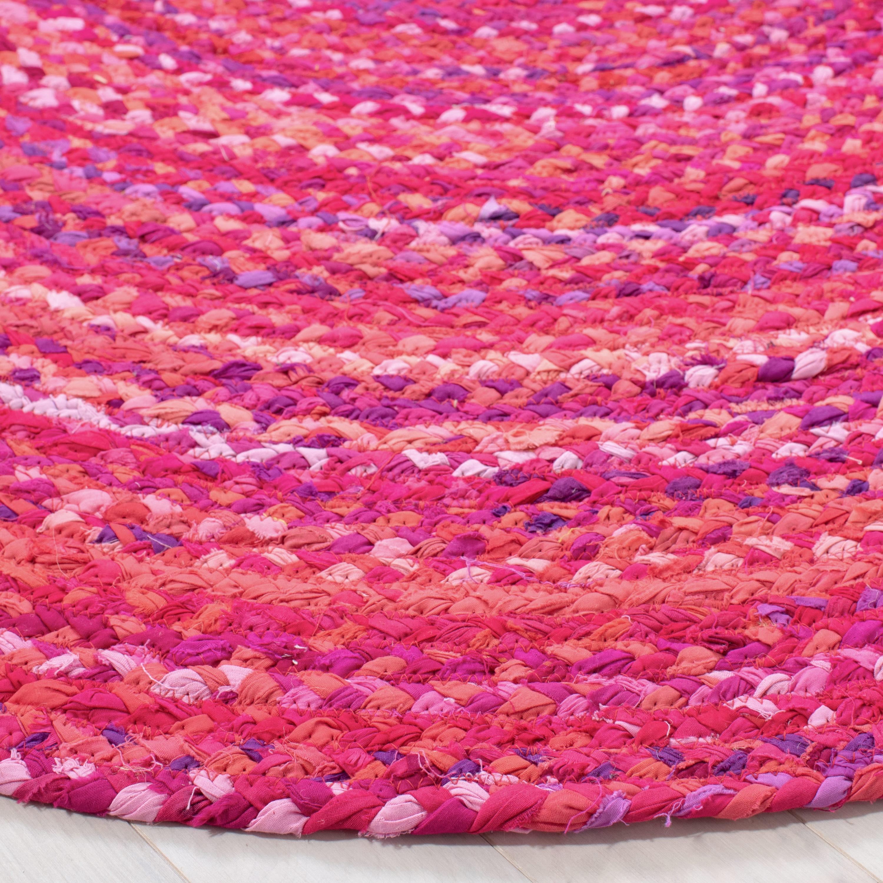 Braided BRD452 Hand Woven Indoor Area Rug - Pink/Fuchsia - 6' Round - Safavieh