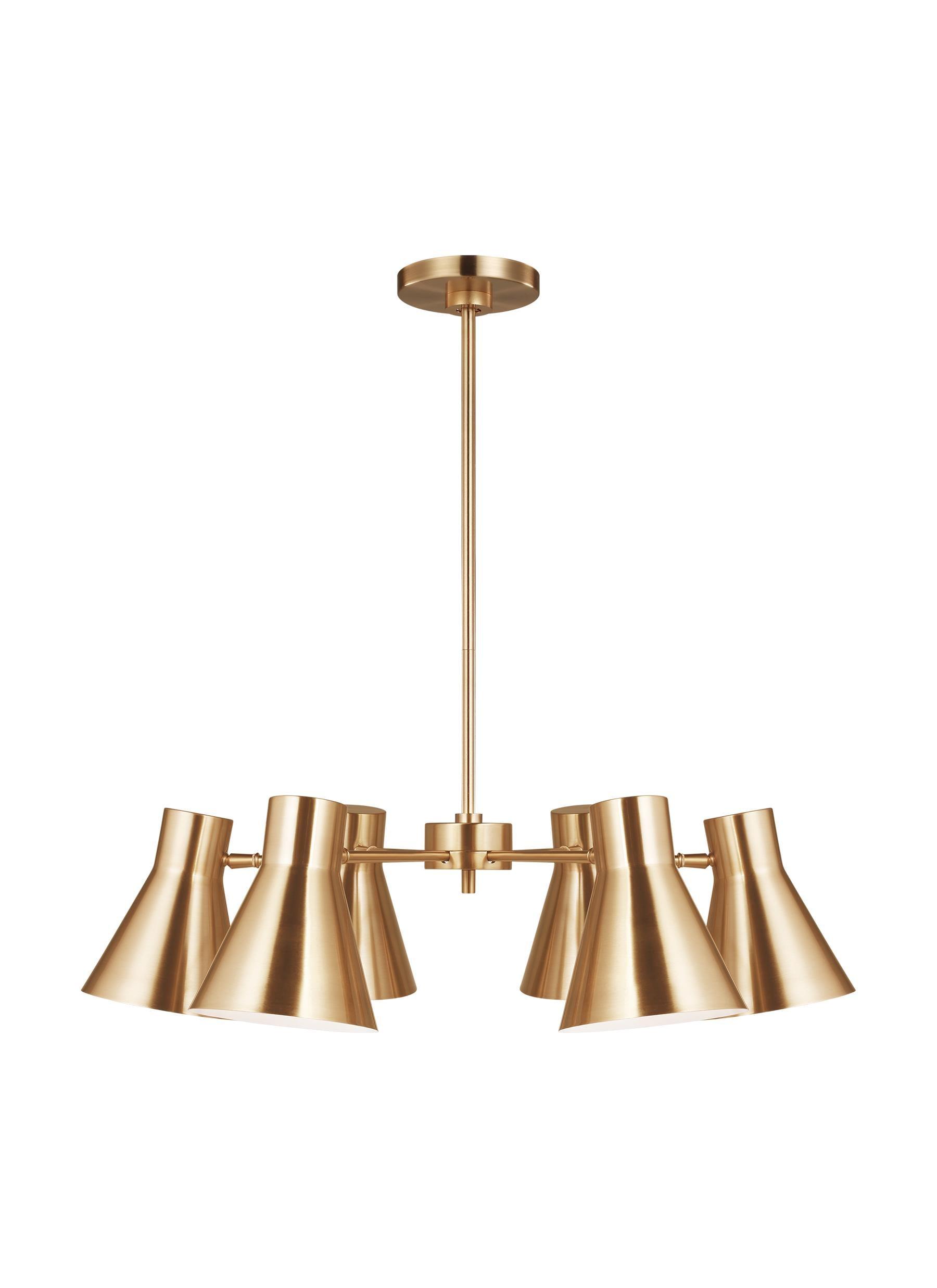 Generation Lighting Chet 6 -Light Satin Brass Modern/contemporary For Use in Dining Rooms, Foyers, Living Rooms Chandelier