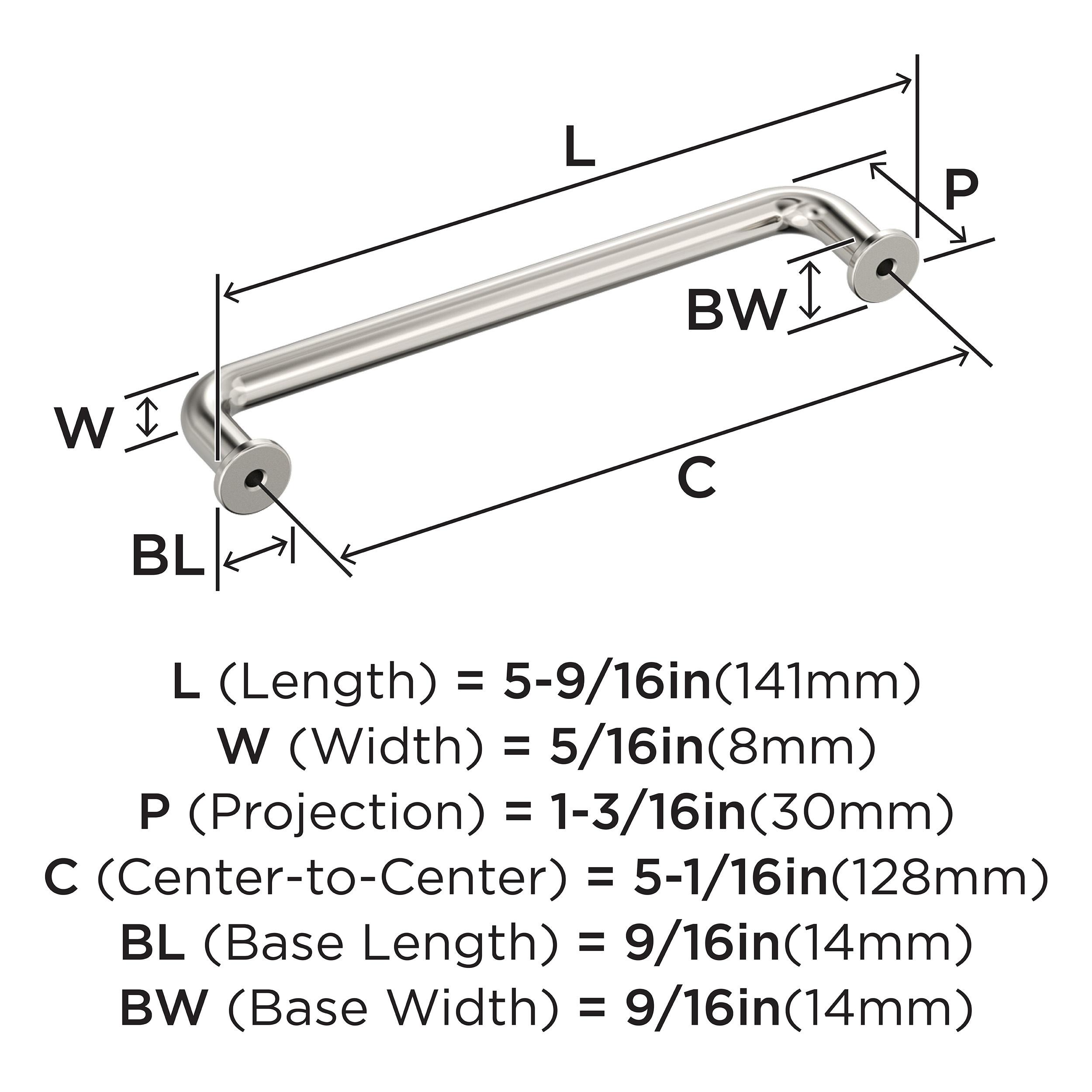 Amerock Factor 5-1/16 inch (128mm) Center-to-Center Polished Nickel Cabinet Pull