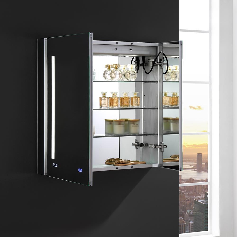 Fresca Tiempo 30x30" LED Lighting Aluminum Bathroom Medicine Cabinet in Mirrored