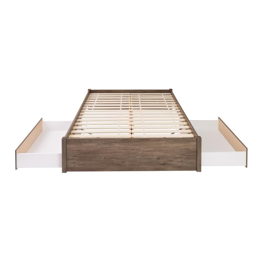 Queen Select 4 - Post Platform Bed with 2 Drawers Drifted Gray - Prepac