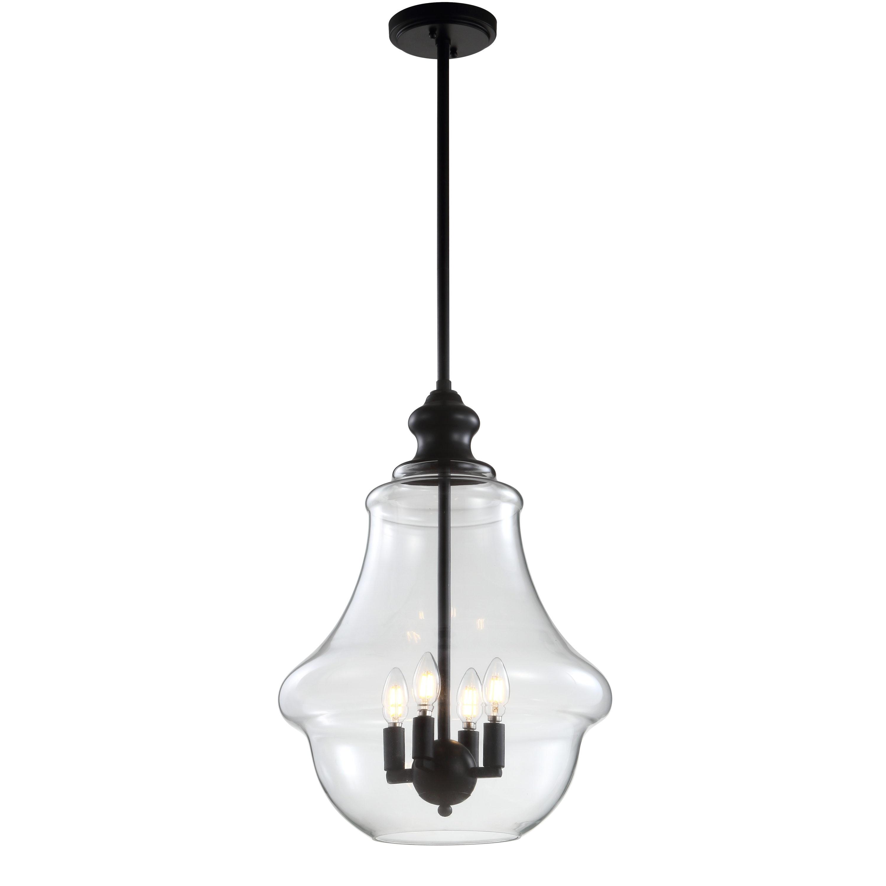 Adam 16" Adjustable Metal/Glass LED Pendant, Oil Rubbed Bronze