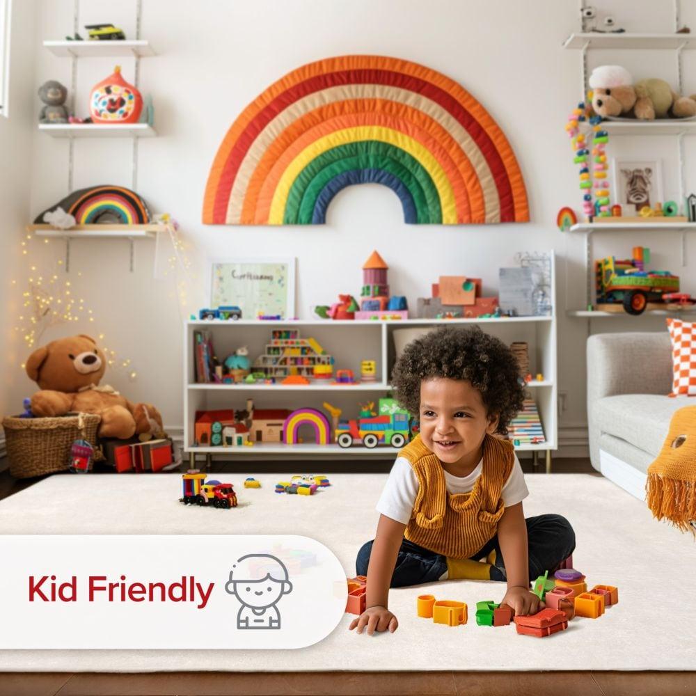 nuLOOM 2' x 3' Cozy Plush SuperiorWash Area Rug, Machine Washable, Non-Slip, Soft Fluffy Shag Carpet for Living Room Bedroom Nursery, Loni Off-white