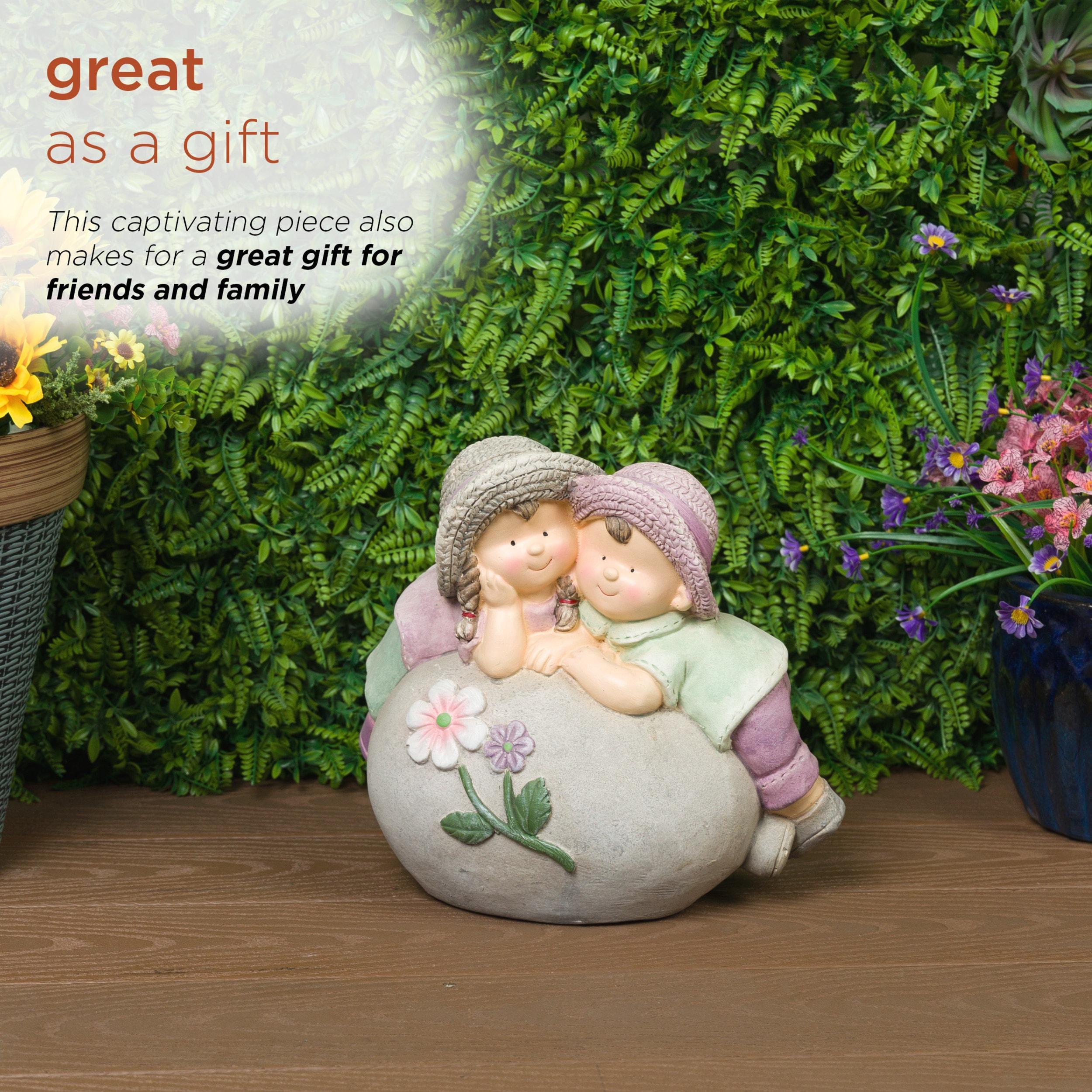 Alpine 11"H Children Leaning on Stone Garden Statue