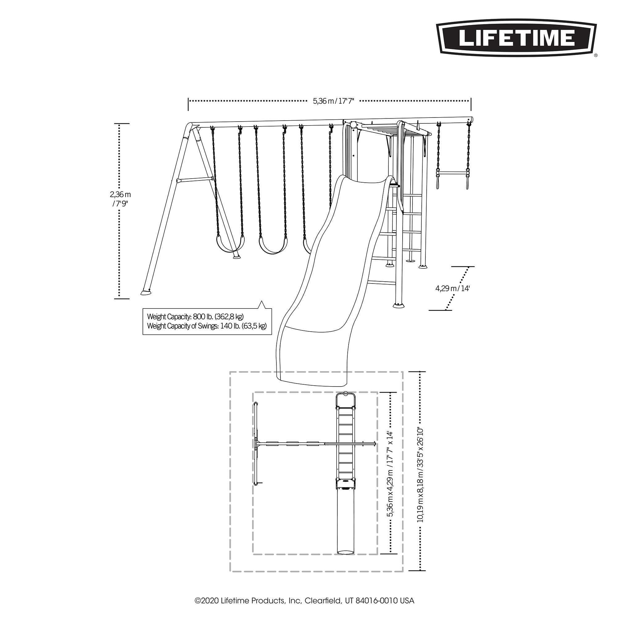 Lifetime Powder Coated Steel Swing Set with 4 Swing(s) , 1 Slide(s)