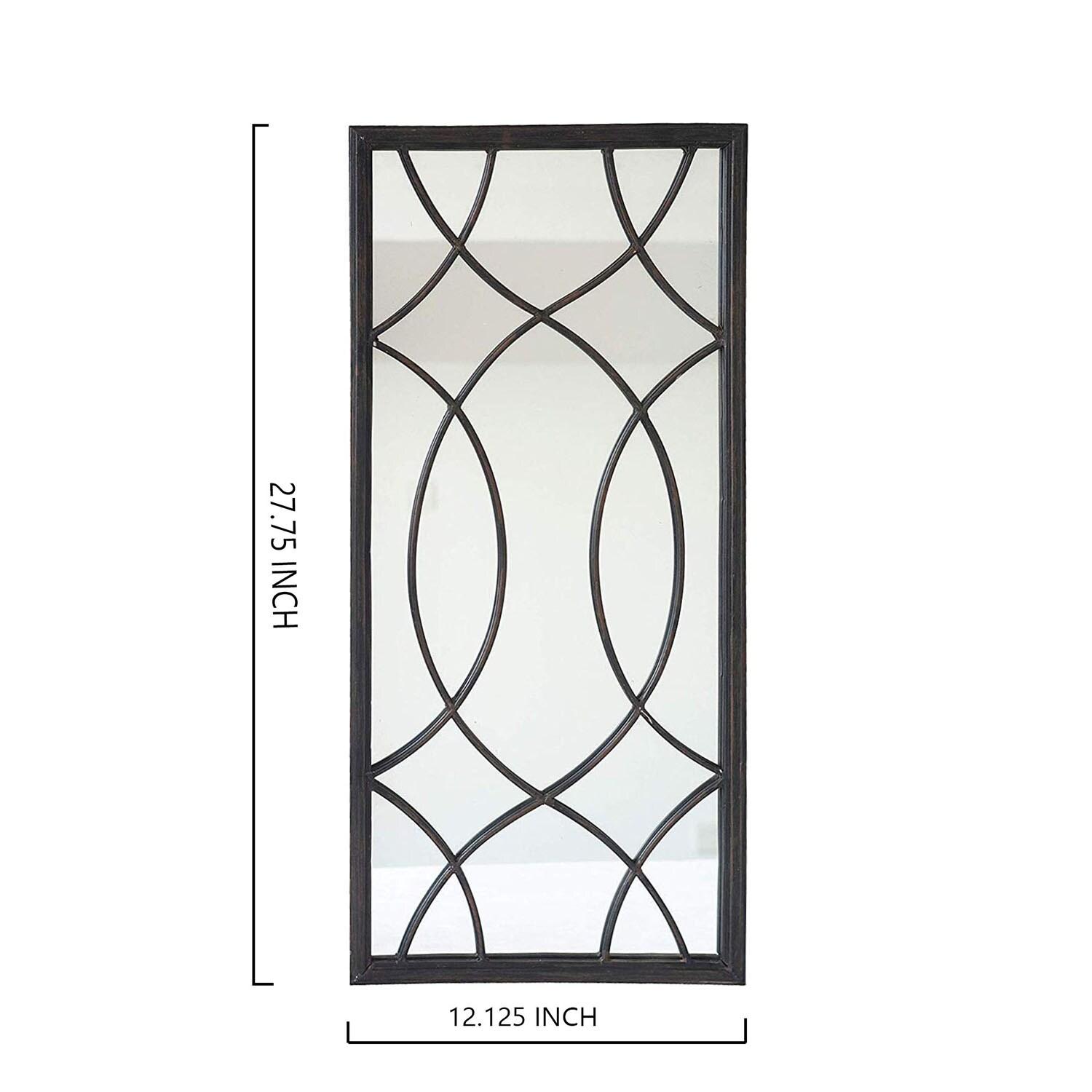 Parisloft Rectangle Window Pane Metal Wall Mirror, Black, 27.75" H