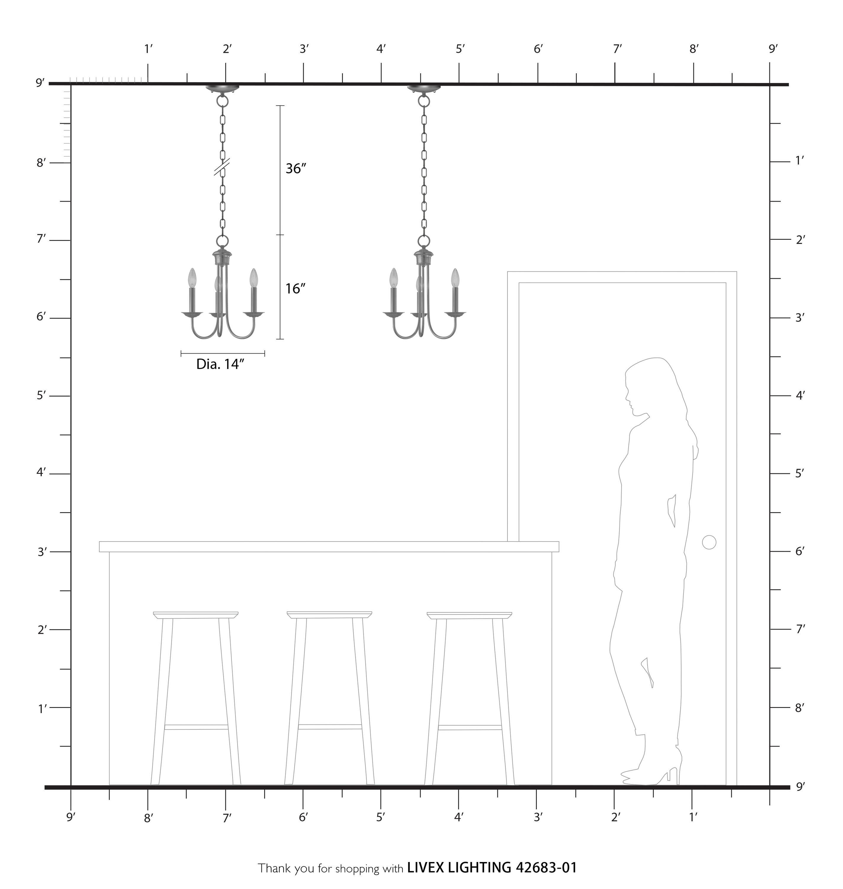 Livex Lighting Estate 3 - Light Chandelier in  Antique Brass