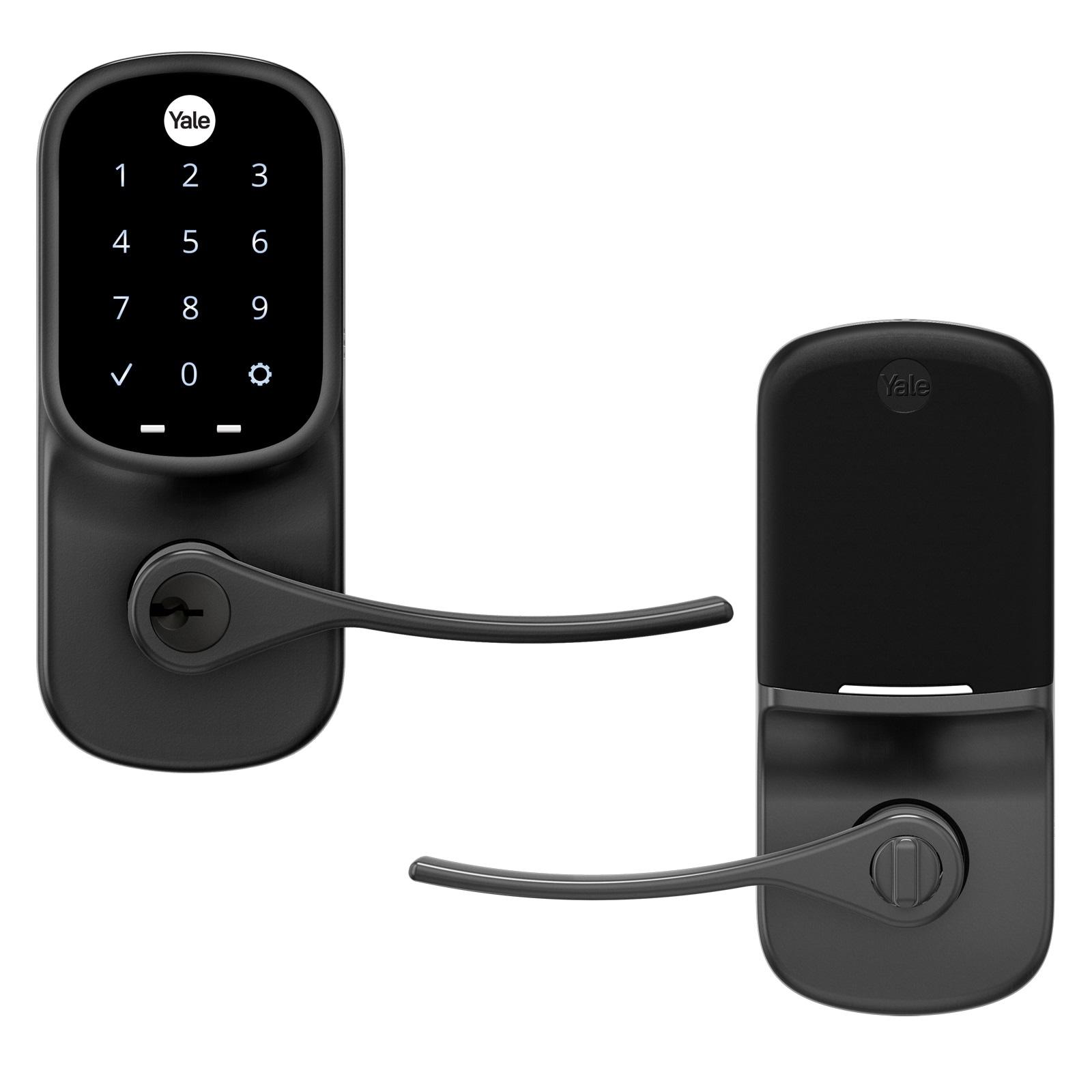 Black Suede Electronic Keypad Door Lever with Touchscreen