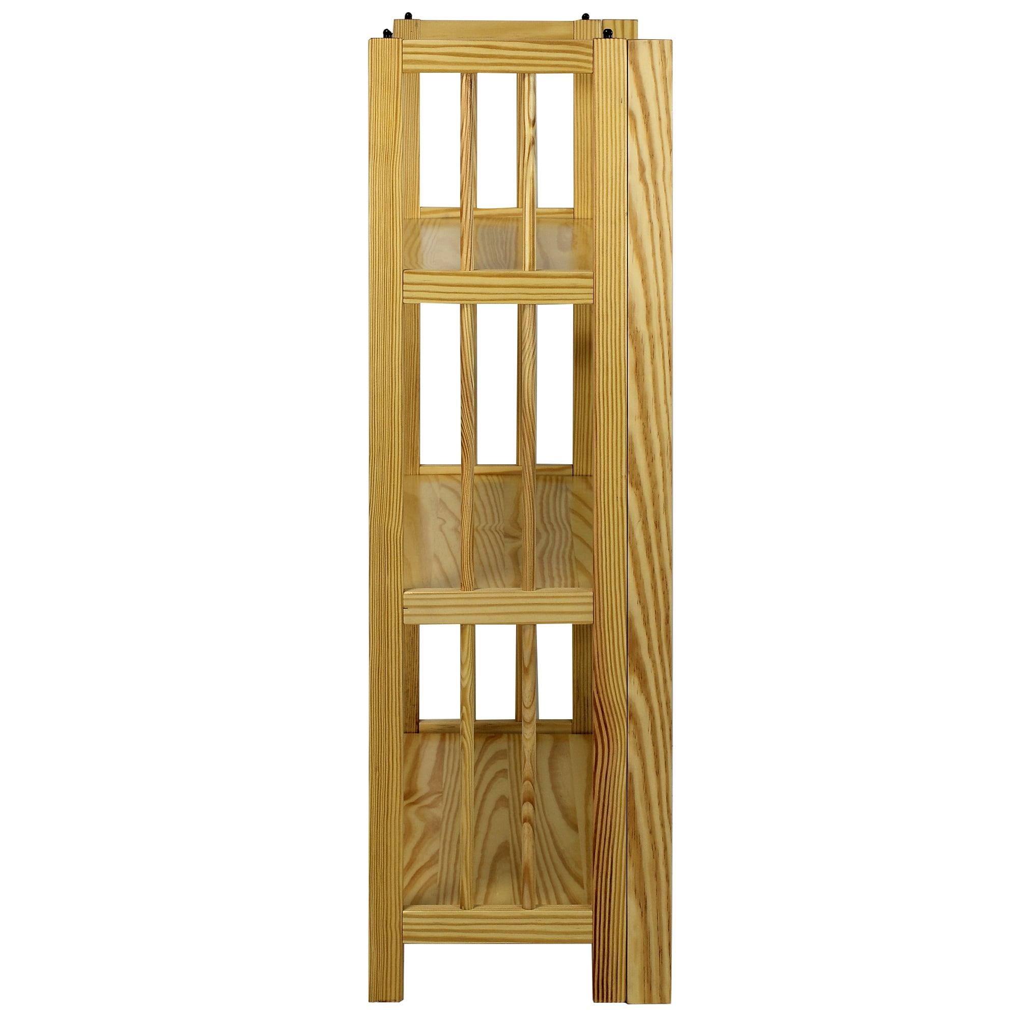 3-Shelf Folding Stackable Bookcase 27.5" Wide-Natu