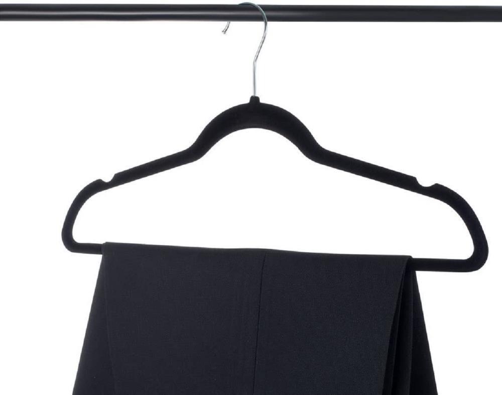 Honey-Can-Do Non-Slip Velvet Adult Clothes Hanger, Black, 50 Pack