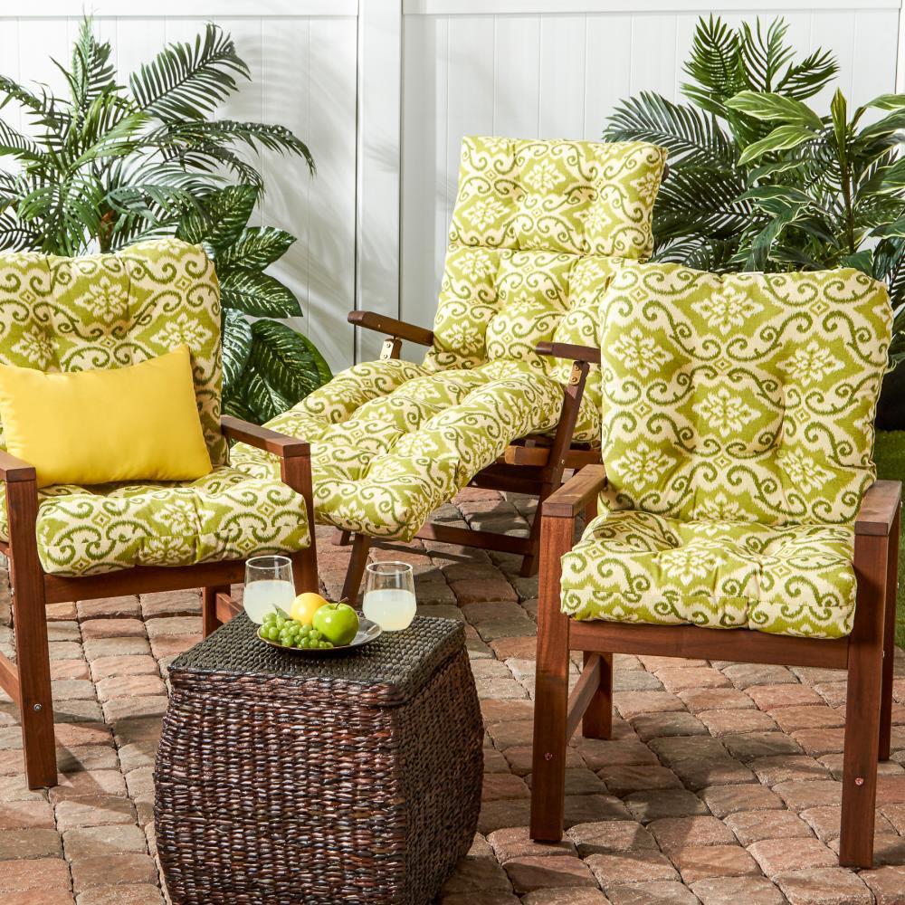 Greendale Home Fashions Shoreham Green Ikat 42 x 21 in. Outdoor Reversible Tufted Chair Cushion