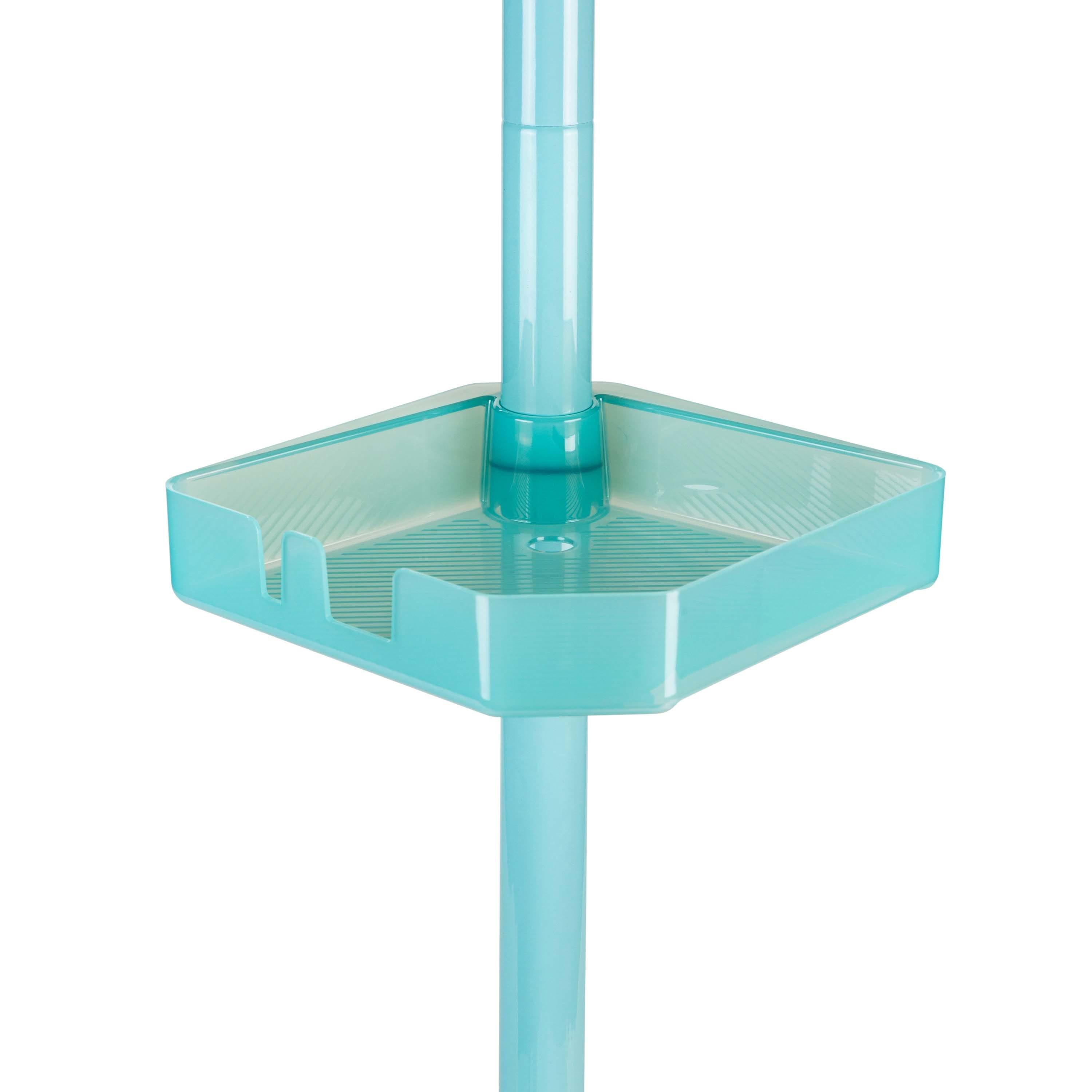 Bath Bliss Organizador de Ducha de Plástico con Esquina de Tensión de 4 Niveles en Seaglass