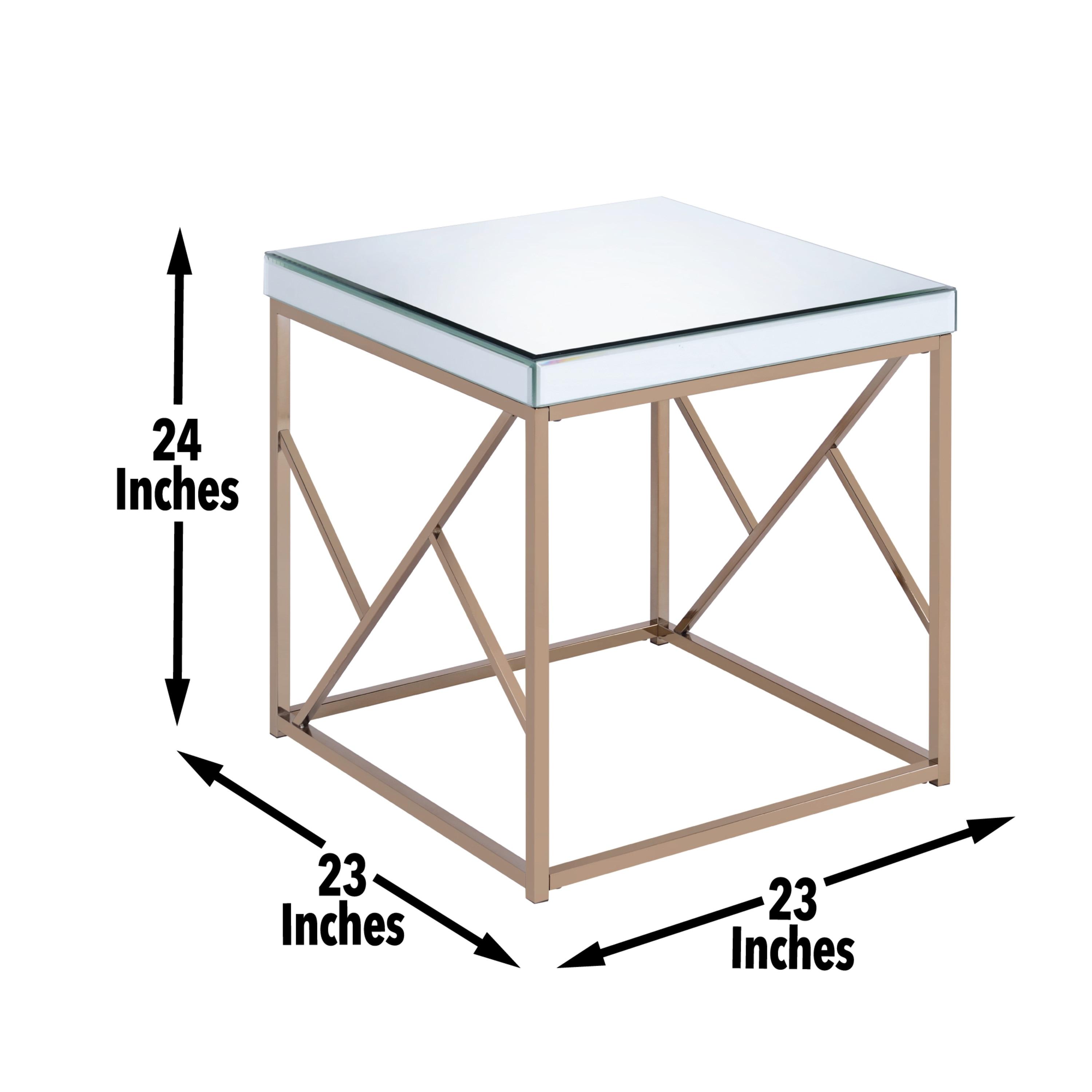 Steve Silver Evelyn Square Mirror Top End Table, Copper