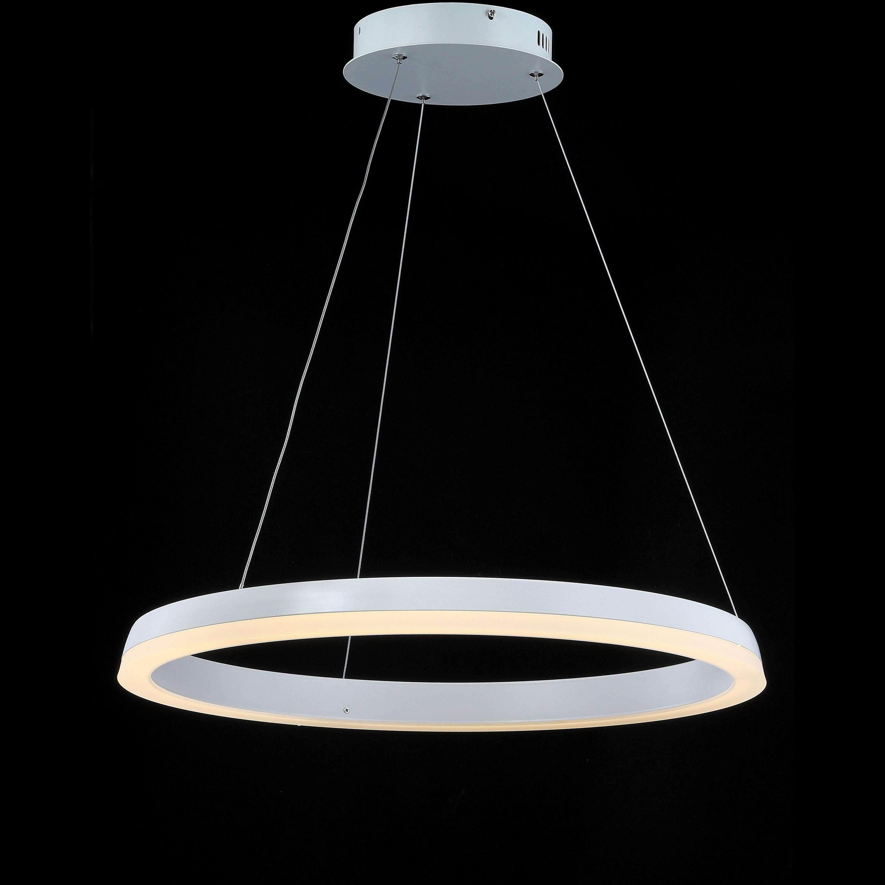 JONATHAN Y Benton 23.5" 1-Light LED Metal Hoop Pendant, by JONATHAN  Y Matte White Matte