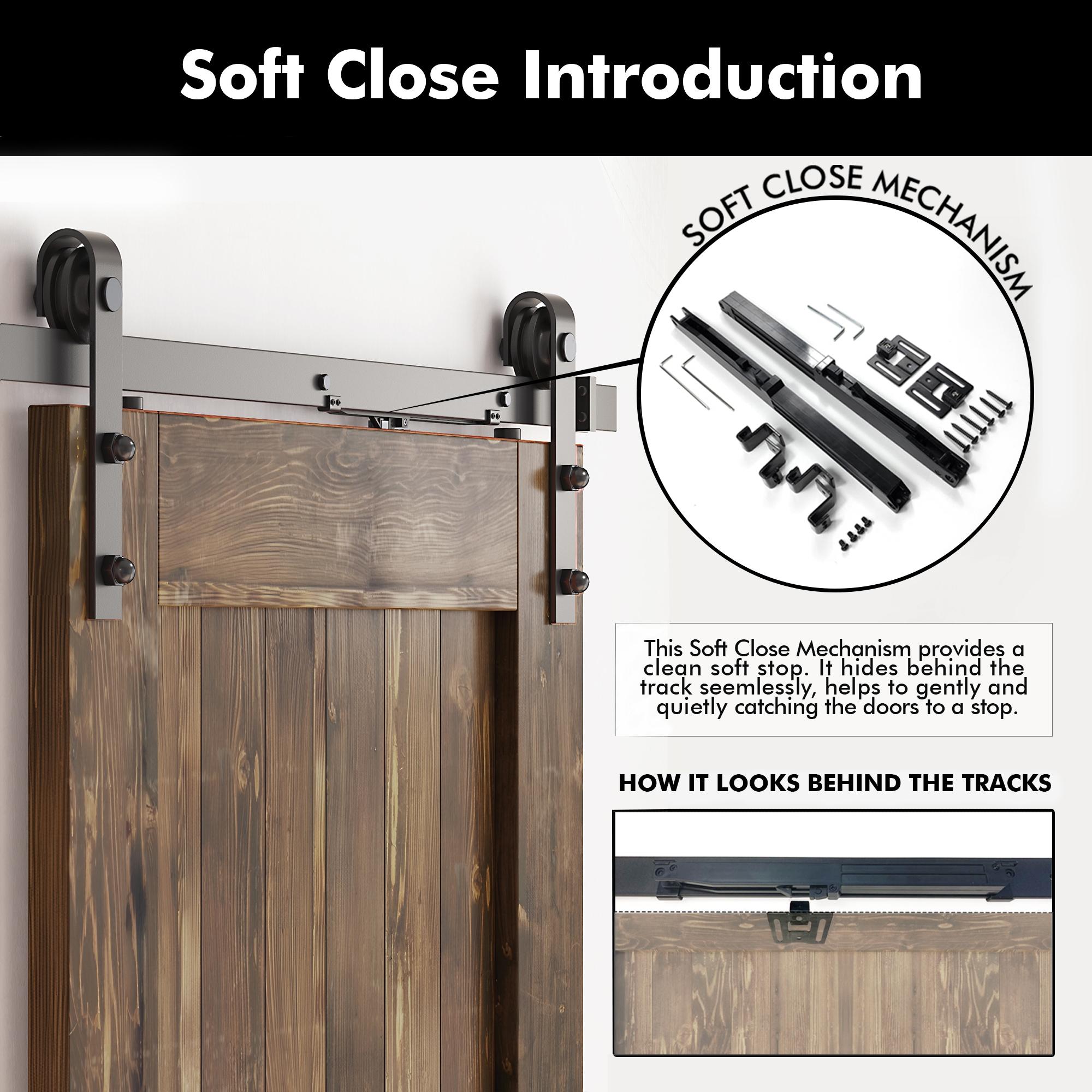 Homacer H Design Color Solid Pine Wood Unassembled Door with Black Rustic Installation Hardware Kit