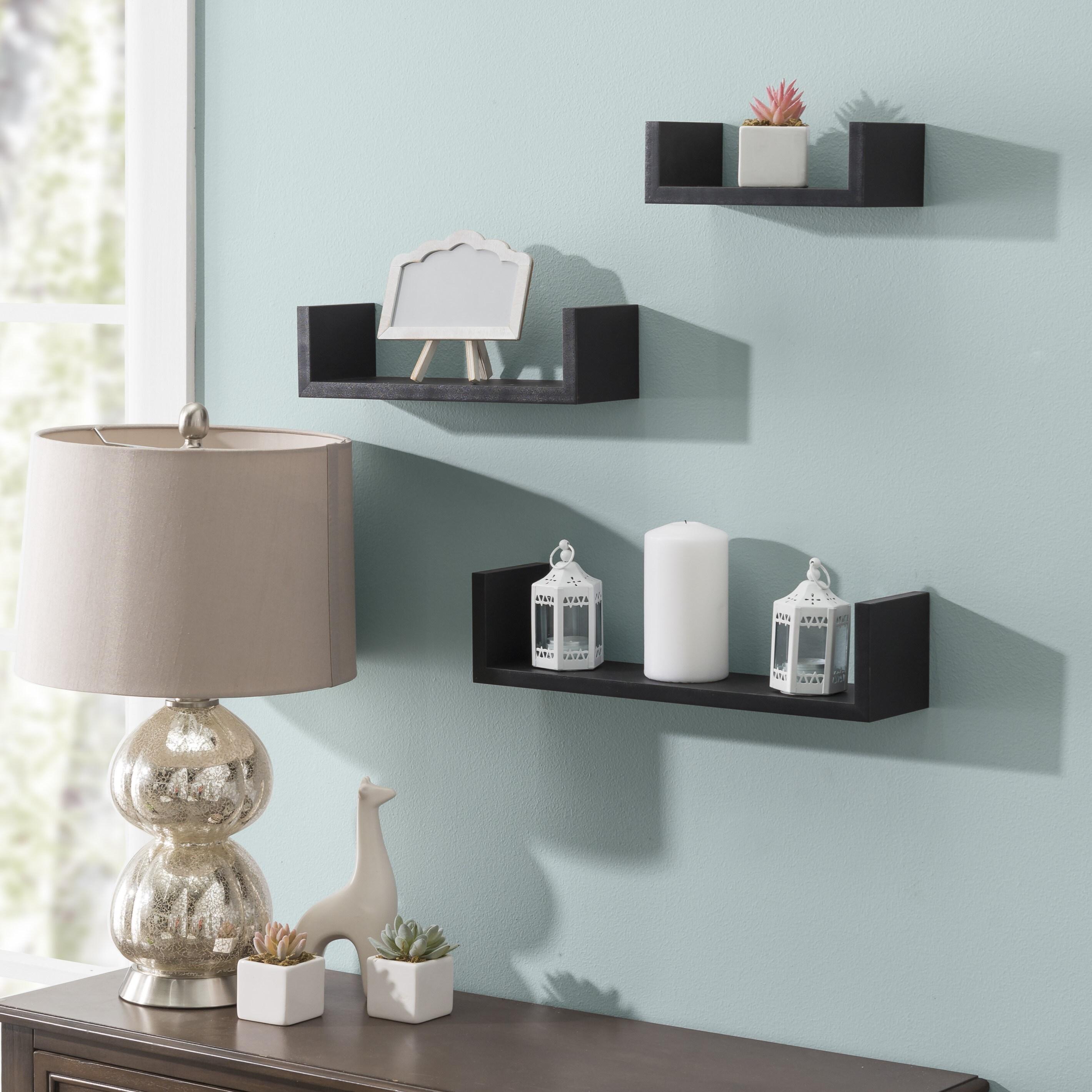 3pc Wall Shelving Set Black - Danya B.: Contemporary Floating Display & Storage
