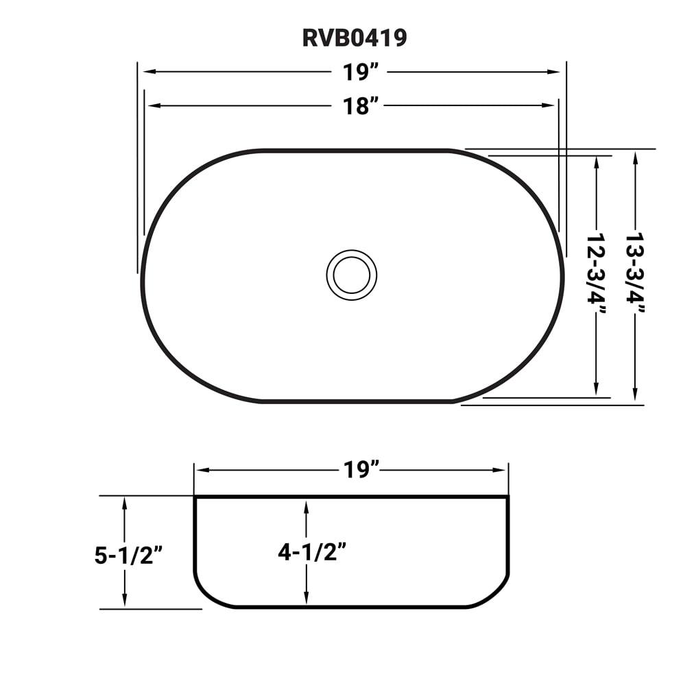 Ruvati RVB0419 Ruvati inch Bathroom Vessel Sink White Oval Above Counter Vanity Porcelain Ceramic