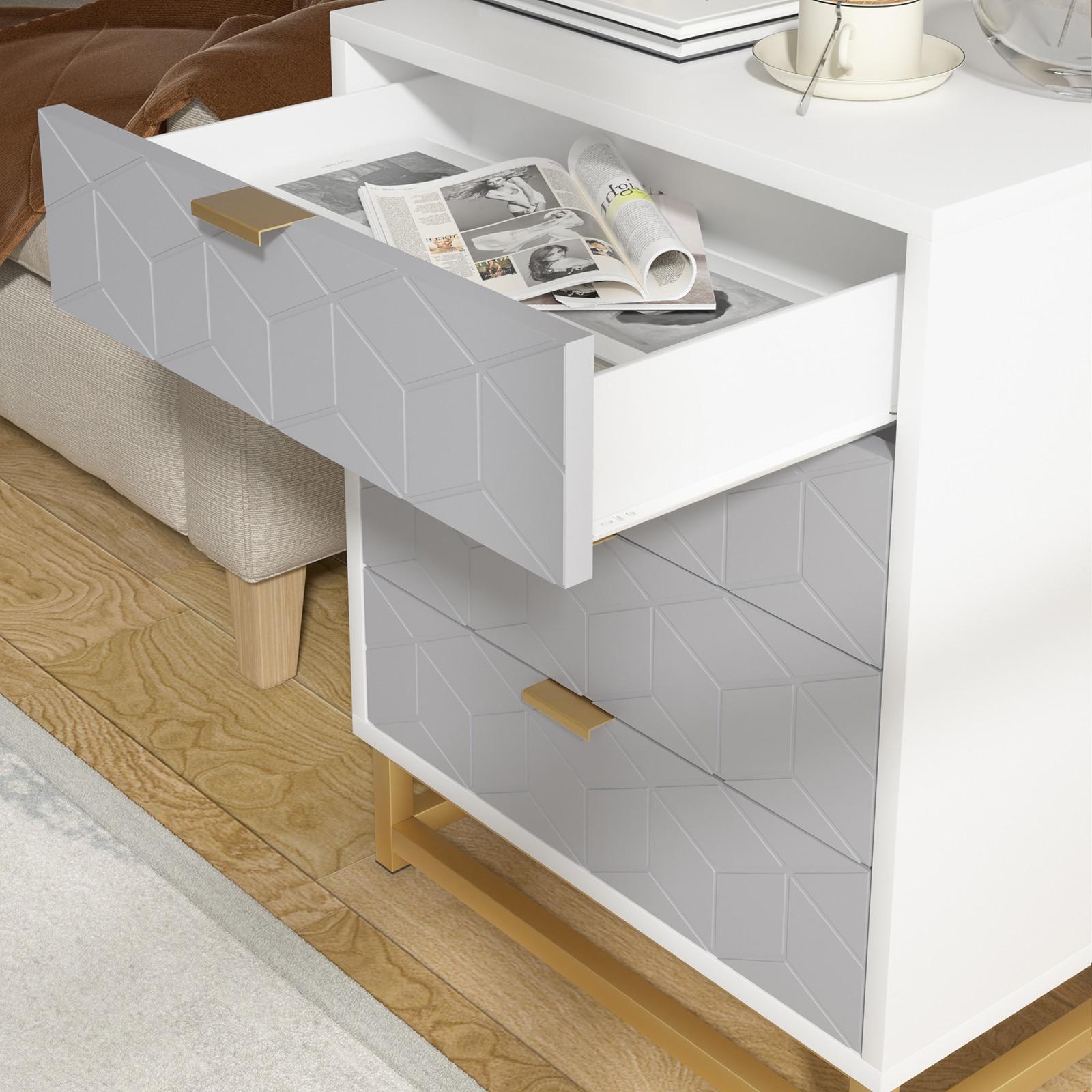Garvee 4 Drawer Dresser for Bedroom, Wood Chest of Drawers with Metal Legs, Modern Storage Dresser Chest Cabinet Organizer, Large Dresser for Hallway