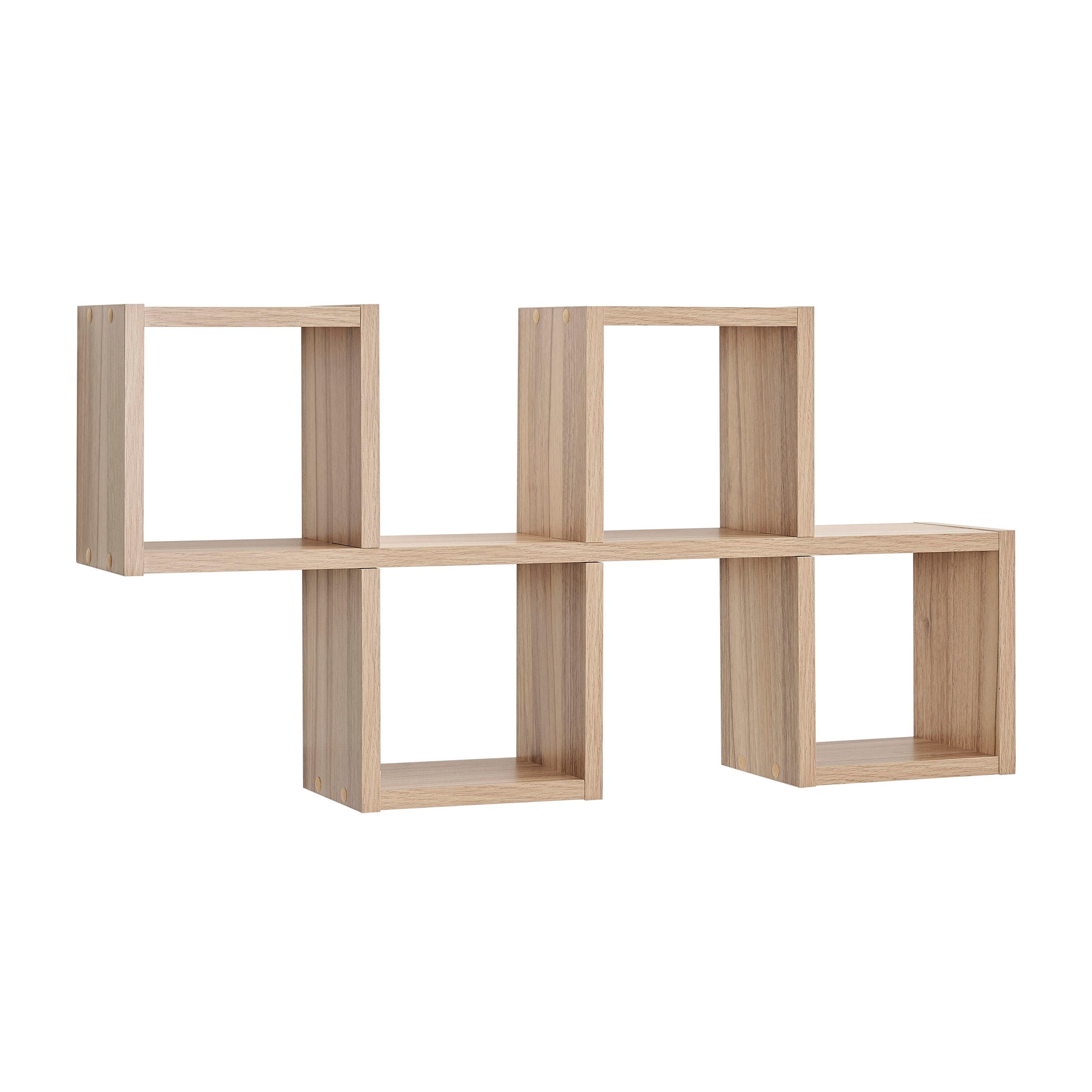 Danya B. 30" x 15.25" Cubby Chessboard Wall Shelf Chestnut - MDF, Contemporary Design, Interlocking