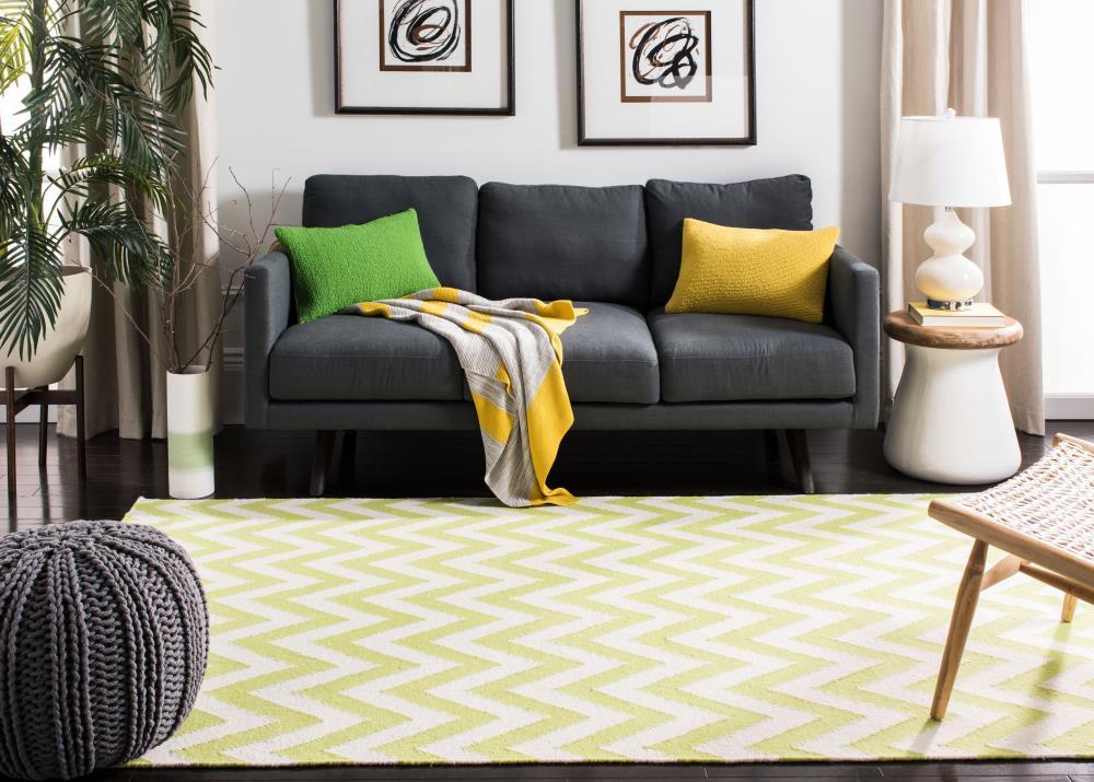 SAFAVIEH Dhurries Bentley Geometric Area Rug, Green/Ivory, 6' x 6' Square