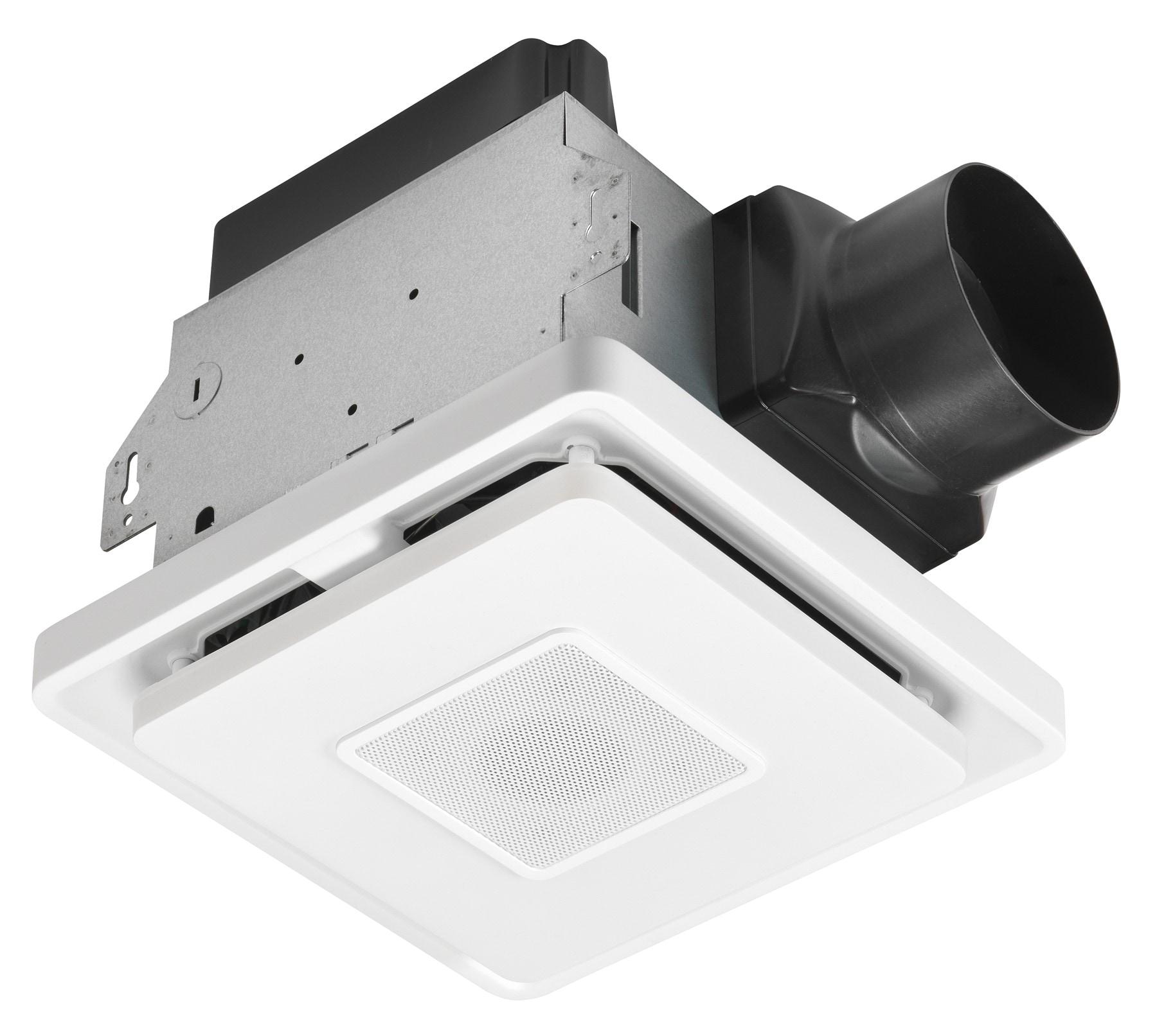 White Metal Ceiling Mount Bathroom Exhaust Fan with Bluetooth Speaker and Light