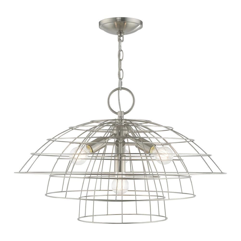 Livex Lighting Brooklyn 4 - Light Chandelier in  Brushed Nickel