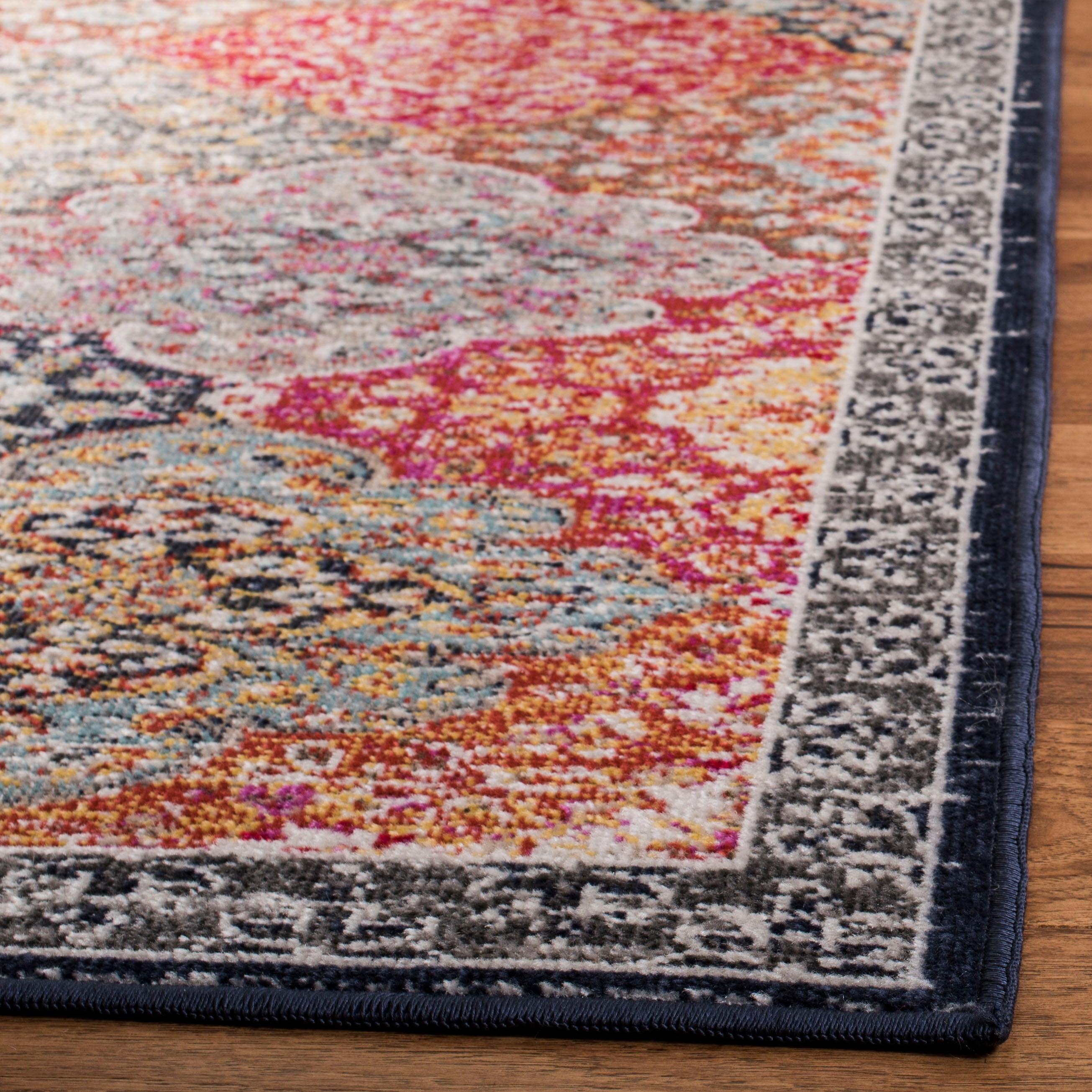 Montage MTG281 Power Loomed Indoor/Outdoor Accent Rug - Red/Aqua - 3'x5' - Safavieh