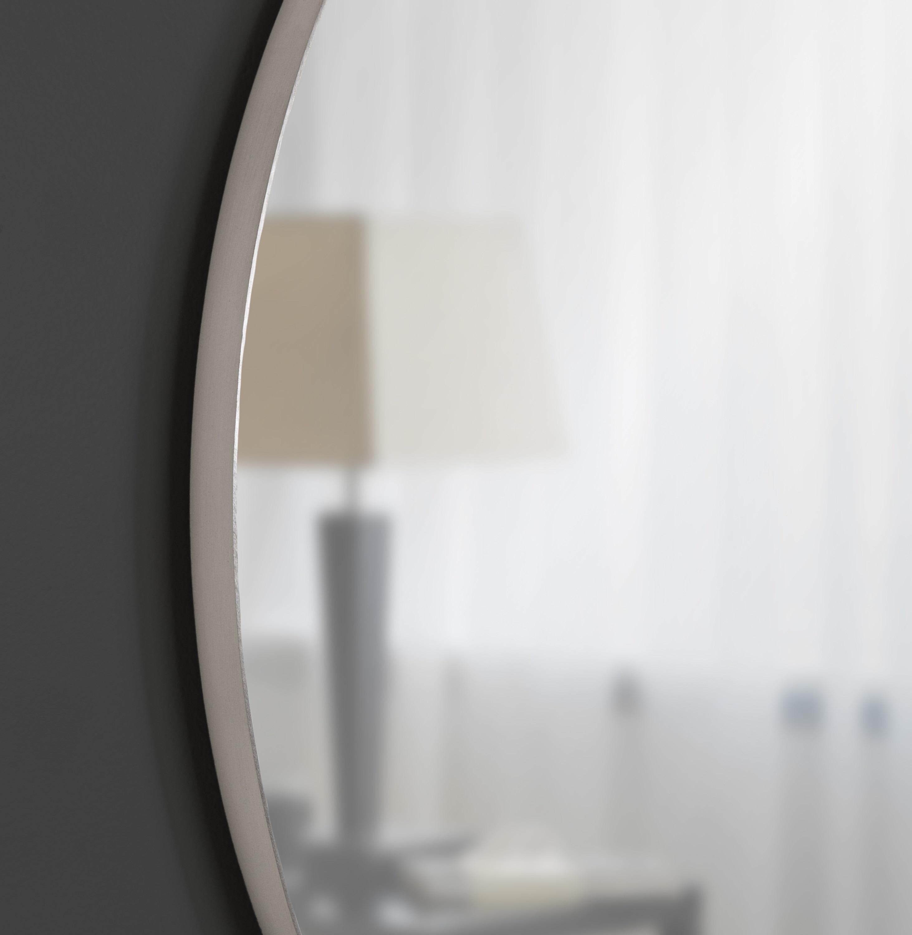 Kate & Laurel All Things Decor 28" Rollo Round Wall Mirror Silver: Modern Metal Frame, No Assembly Required