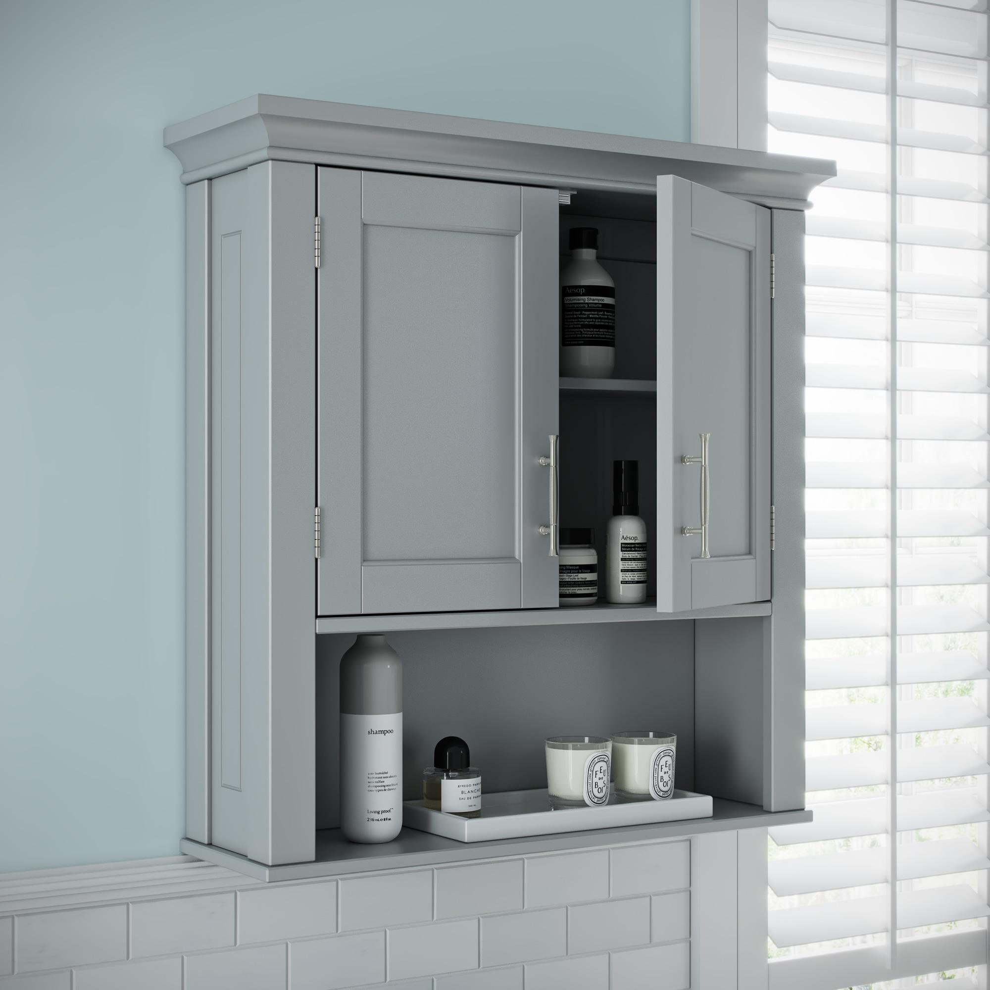 RiverRidge Home RiverRidge Somerset Two-Door Bathroom and Laundry Wall Mount Storage Medicine Cabinet with Open and Adjustable Shelf