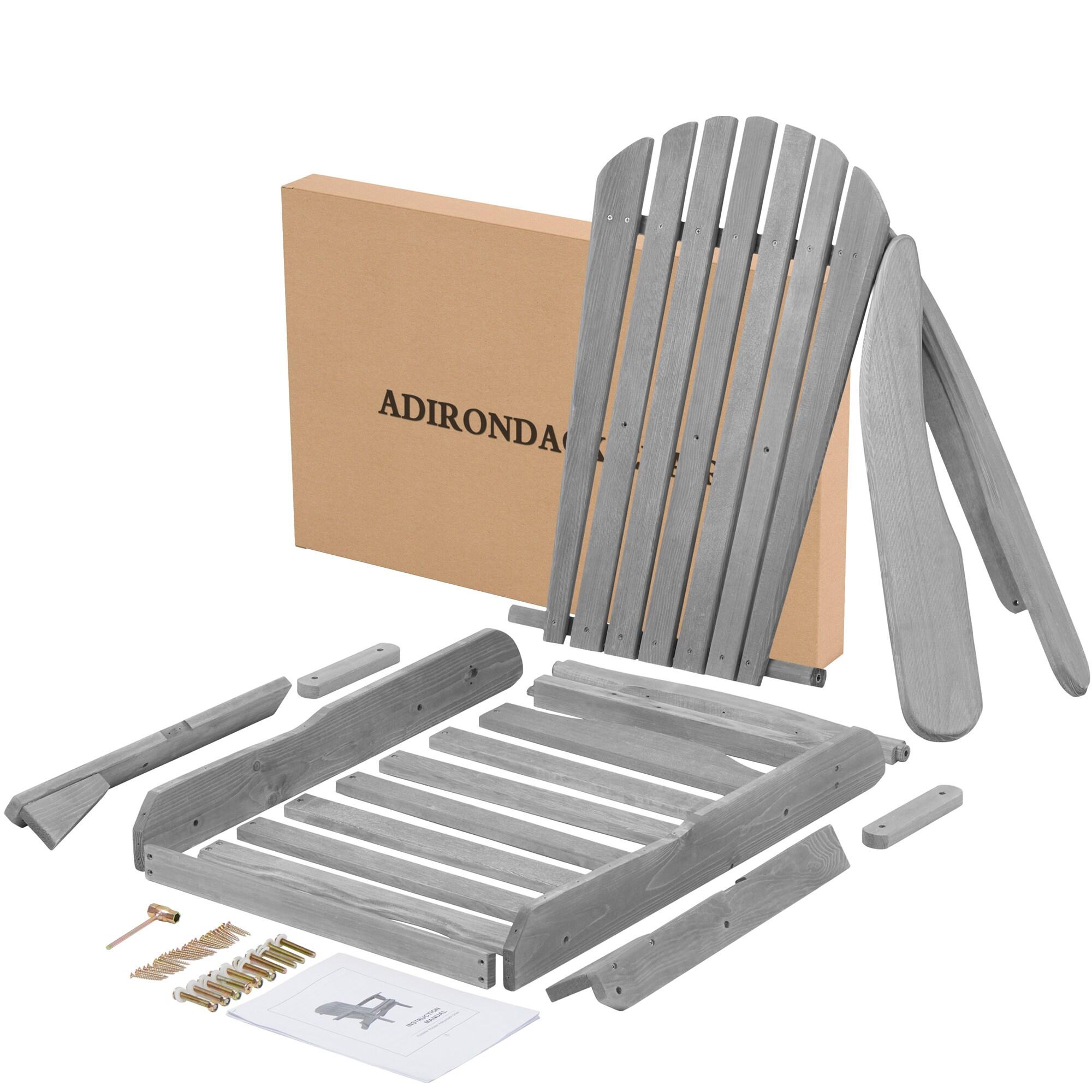 Triple Tree Wood Adirondack Folding Chairs - Set of 2, Gray