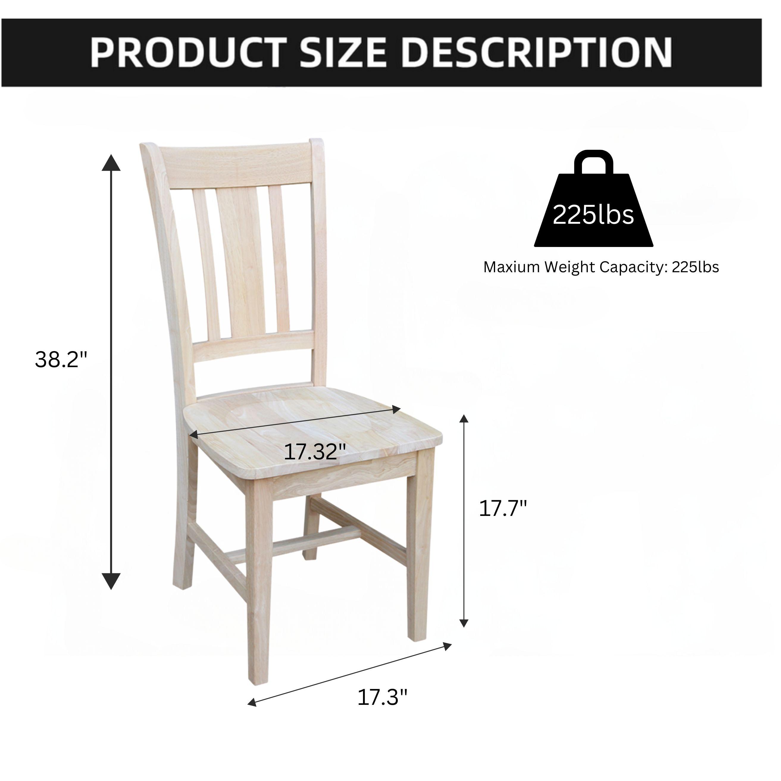 Set of 2 San Remo Splatback Chairs Wood - International Concepts: Solid Parawood, Unupholstered