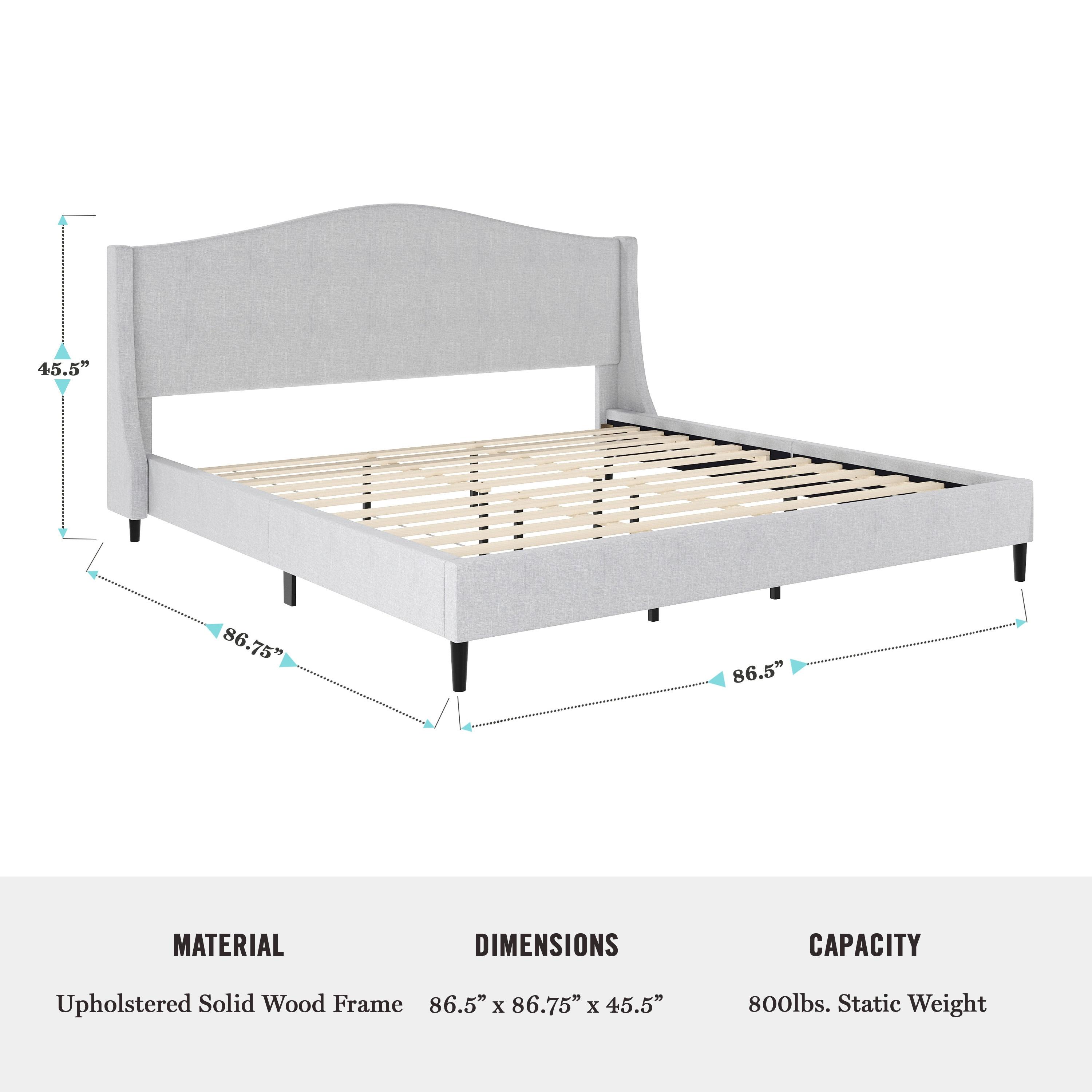 Martha Stewart Amelia Upholstered Platform Bed With Curved Headboard