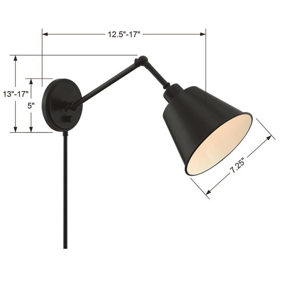 Crystorama Lighting Mitchell 1 - Light Swing Arm Lamp in  Matte Black