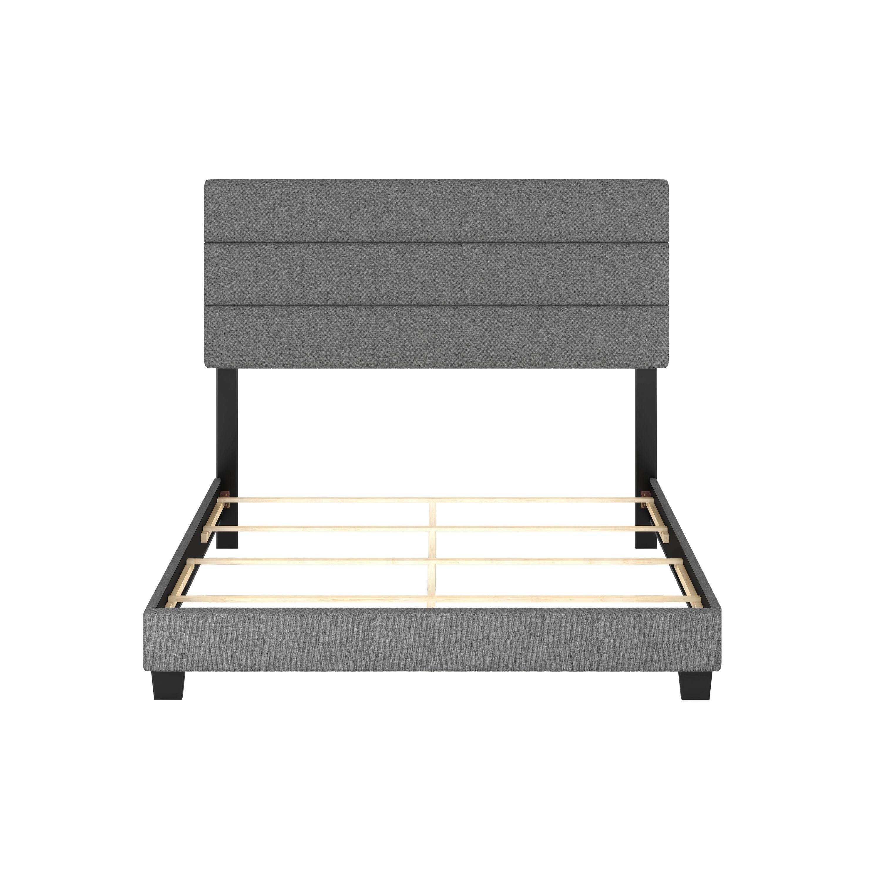 Boyd Sleep Ravenna Upholstered Linen Tri-Panel Channel Adjustable Height Headboard Platform Bed Frame