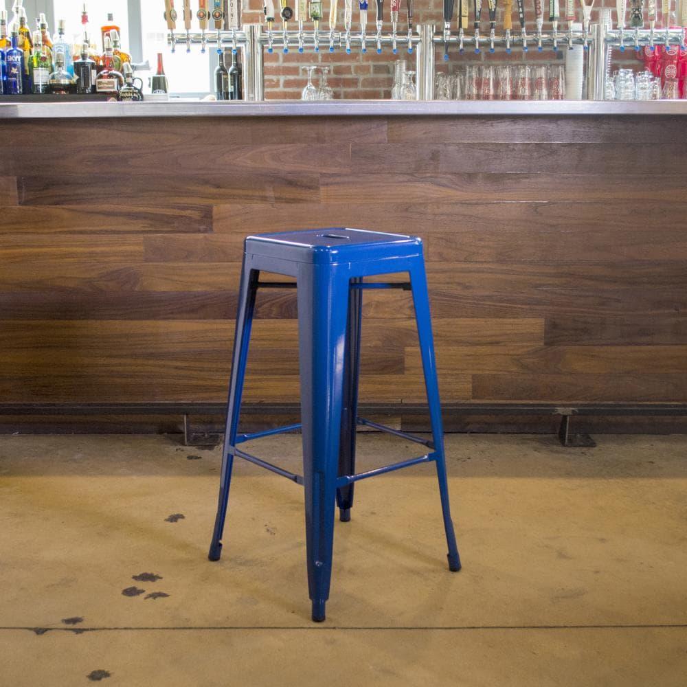 Loft Series Contemporary 30" Blue Metal Stackable Bar Stool