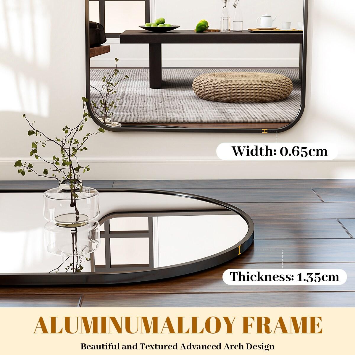 BEAUTYPEAK 64"x21" Full Length Mirror Rectangle Body Dressing Floor Standing Mirrors, Gold