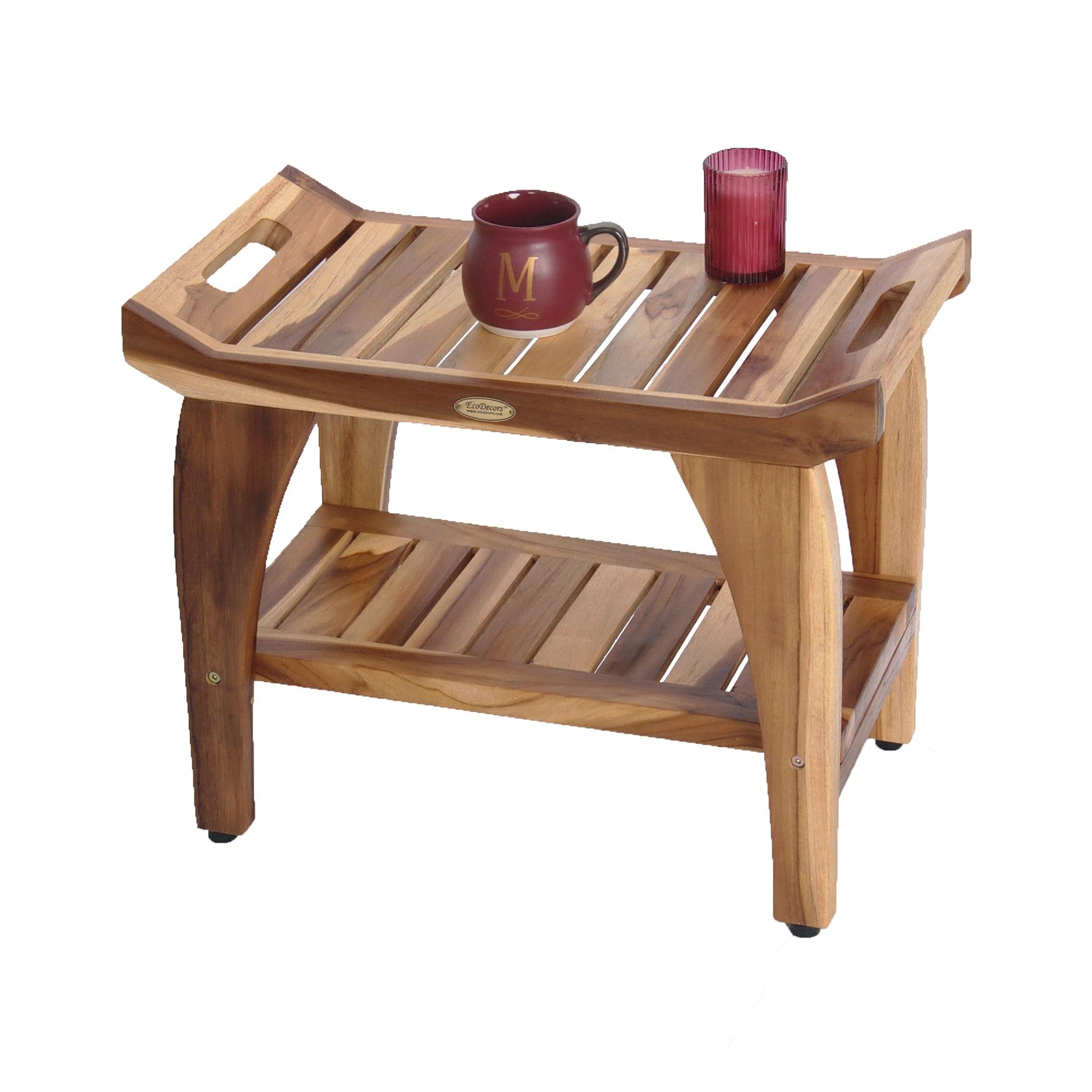 EcoDecors Tranquility by EcoDecors, Teak Shower Bench, Teak Bench Shower, Teak Shower Bench for Inside Shower, Teakwood Shower Bench