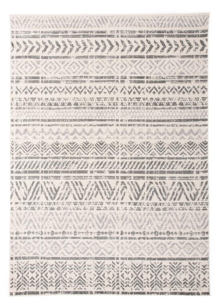 World Rug Gallery Geometric Distressed Bohemian Gray 6'6" x 9' Area Rug