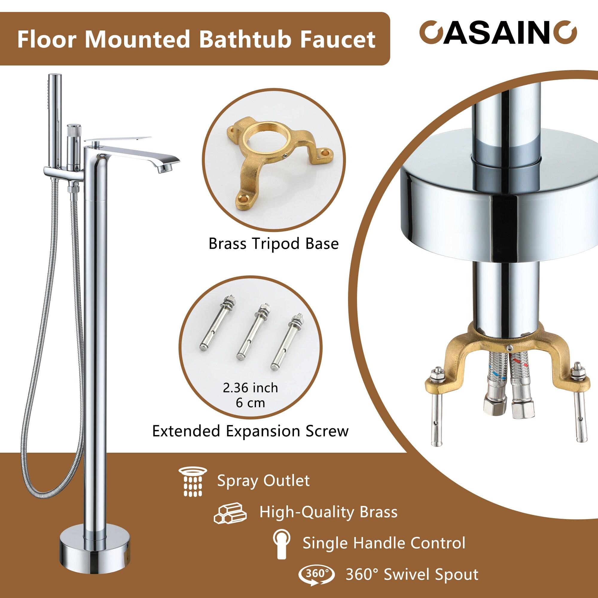 Single Handle Free Standing Bathtub Faucet with Diverter and Handshower