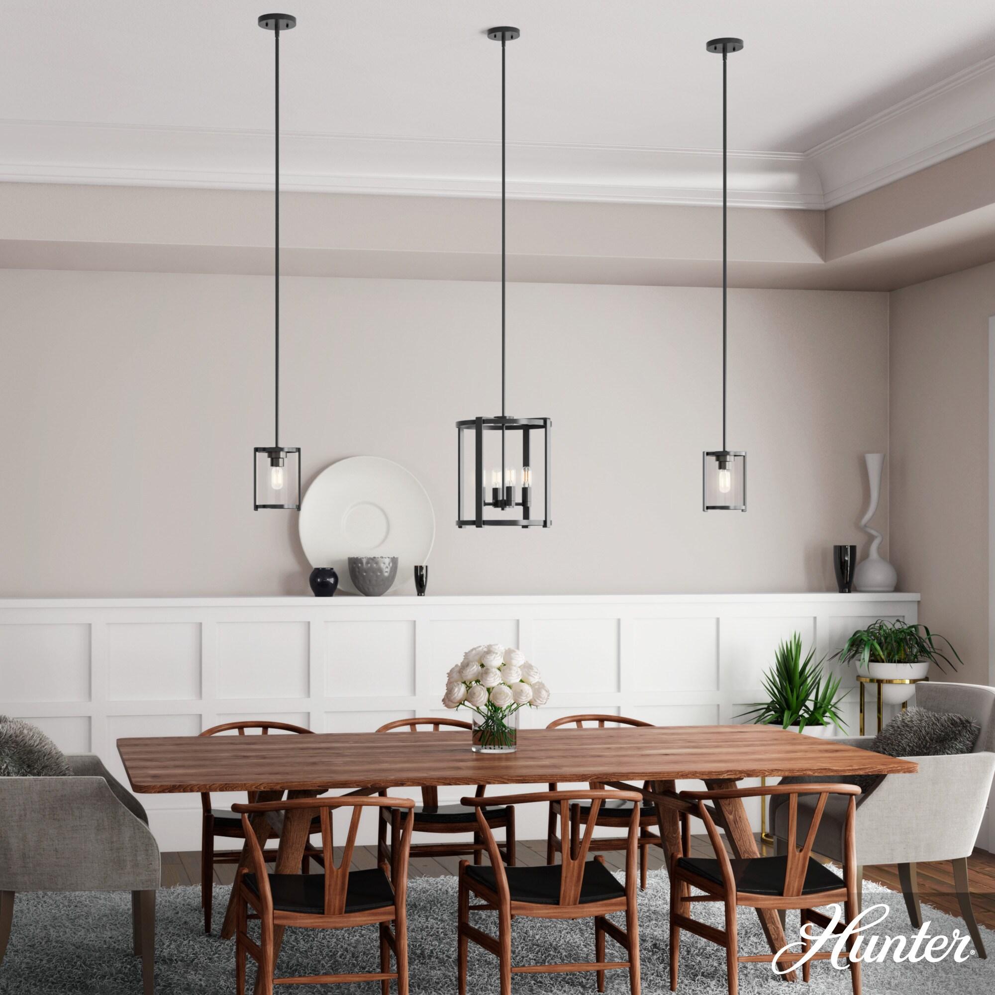 19003-Hunter Fans-Astwood 4-Light Lantern Chandelier in Caged Style-16 Inches Wide by 25.5 Inches High-Matte Black Finish